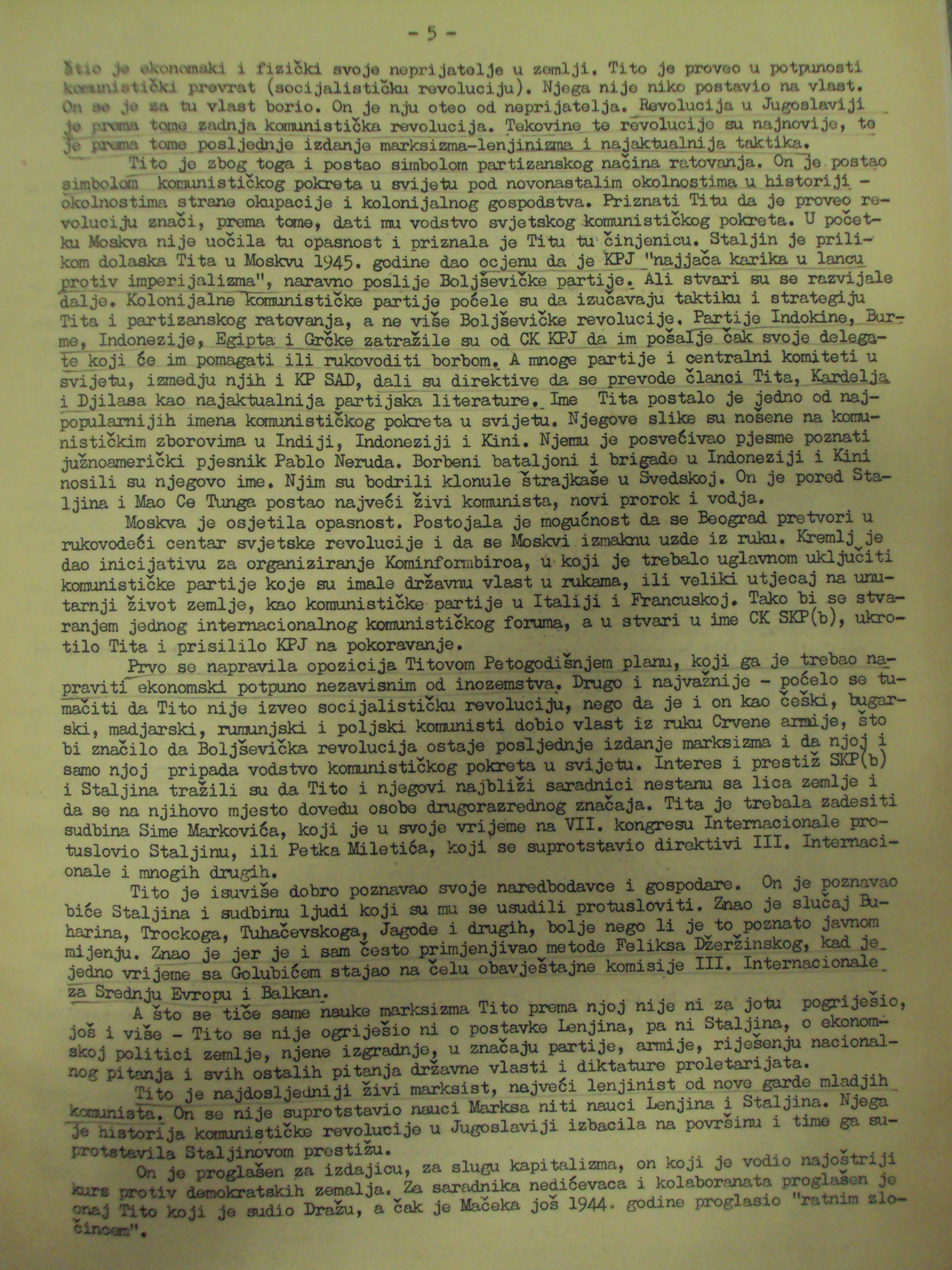 Juretić, Augustin. Suština sukoba Kominform – Tito (Hrvatski dom), 1950. Članak.
