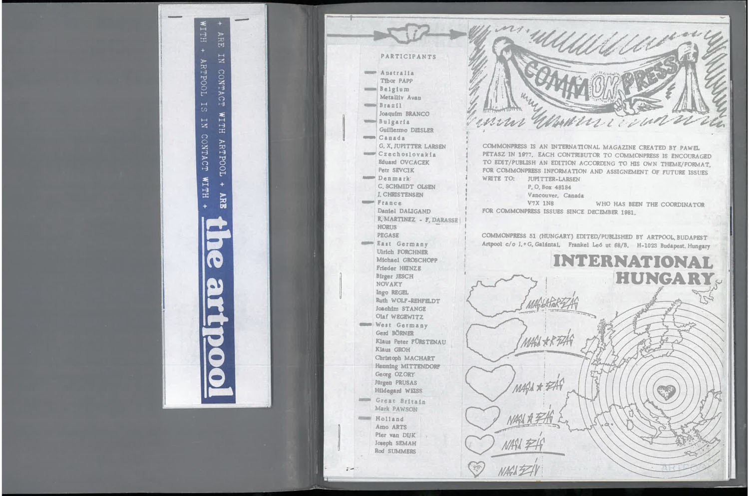 First page  of Commonpress 51 (Hungary issue), Artpool, 1984–1989 with the list of participants