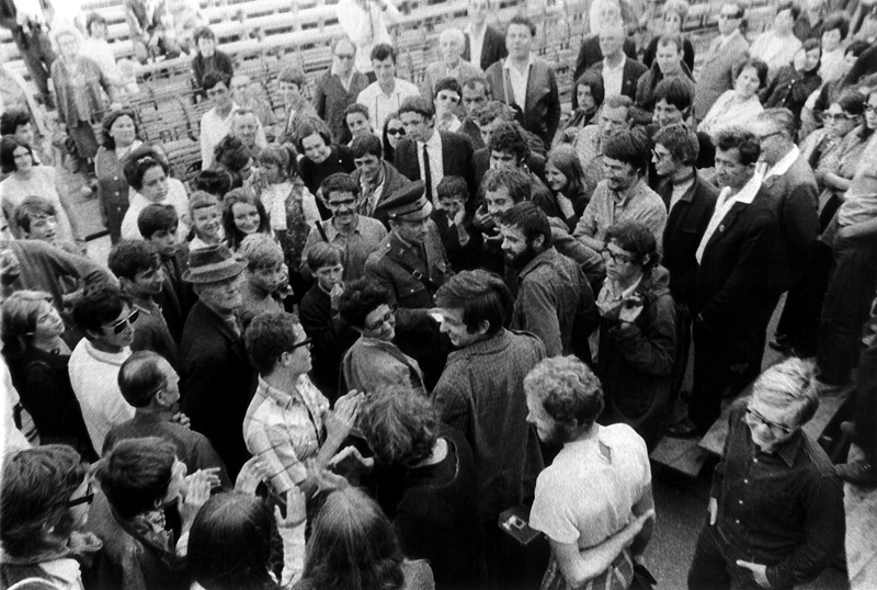 Photo document of the police action after the happening held at the Main square, Szentendre, 26. July 1970.