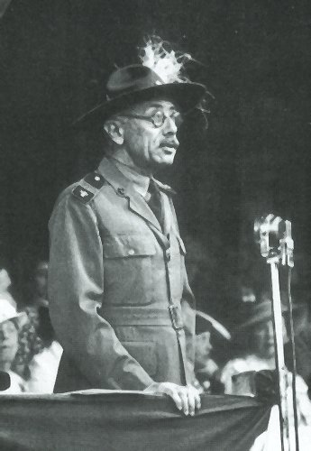 Count Pál Teleki, honorary scout in chief holding a speech at World Scout Jamboree of Gödöllő, Hungary 1933