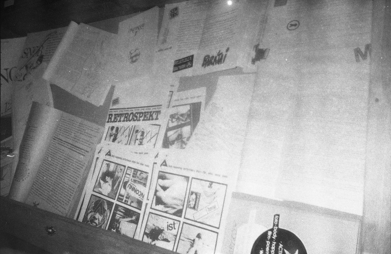 Art samizdats (publications by Inconnu Group) at the exhibition Underground art in the Aczél era, Kossuth Club, Budapest, 1990