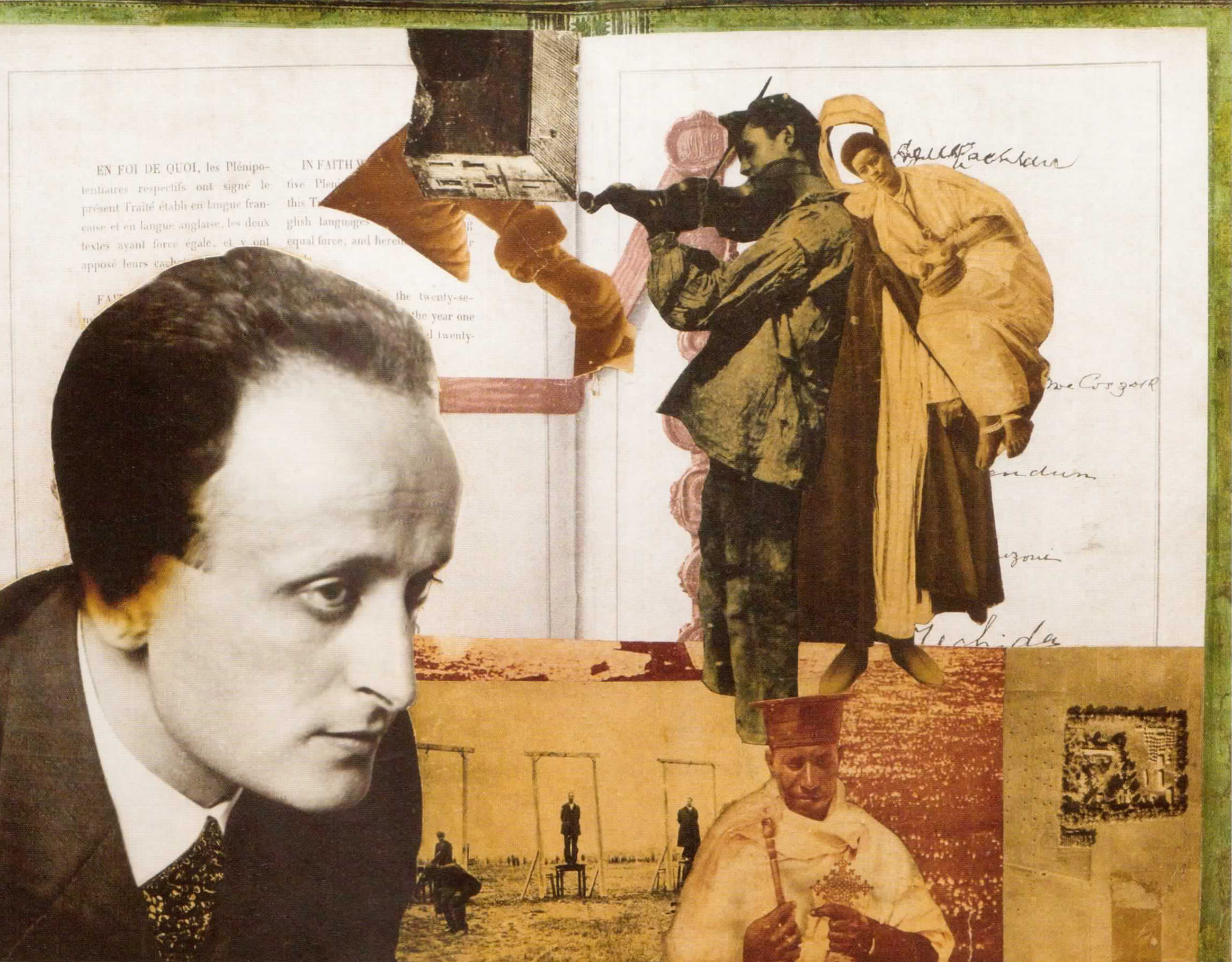 Lajos Vajda  (1908–1941): Montage with the Portrait of Lajos Szabó, 1930-33, pastel and photocollage on cardboard, 49.6 cm x 54.6 cm, private collection
