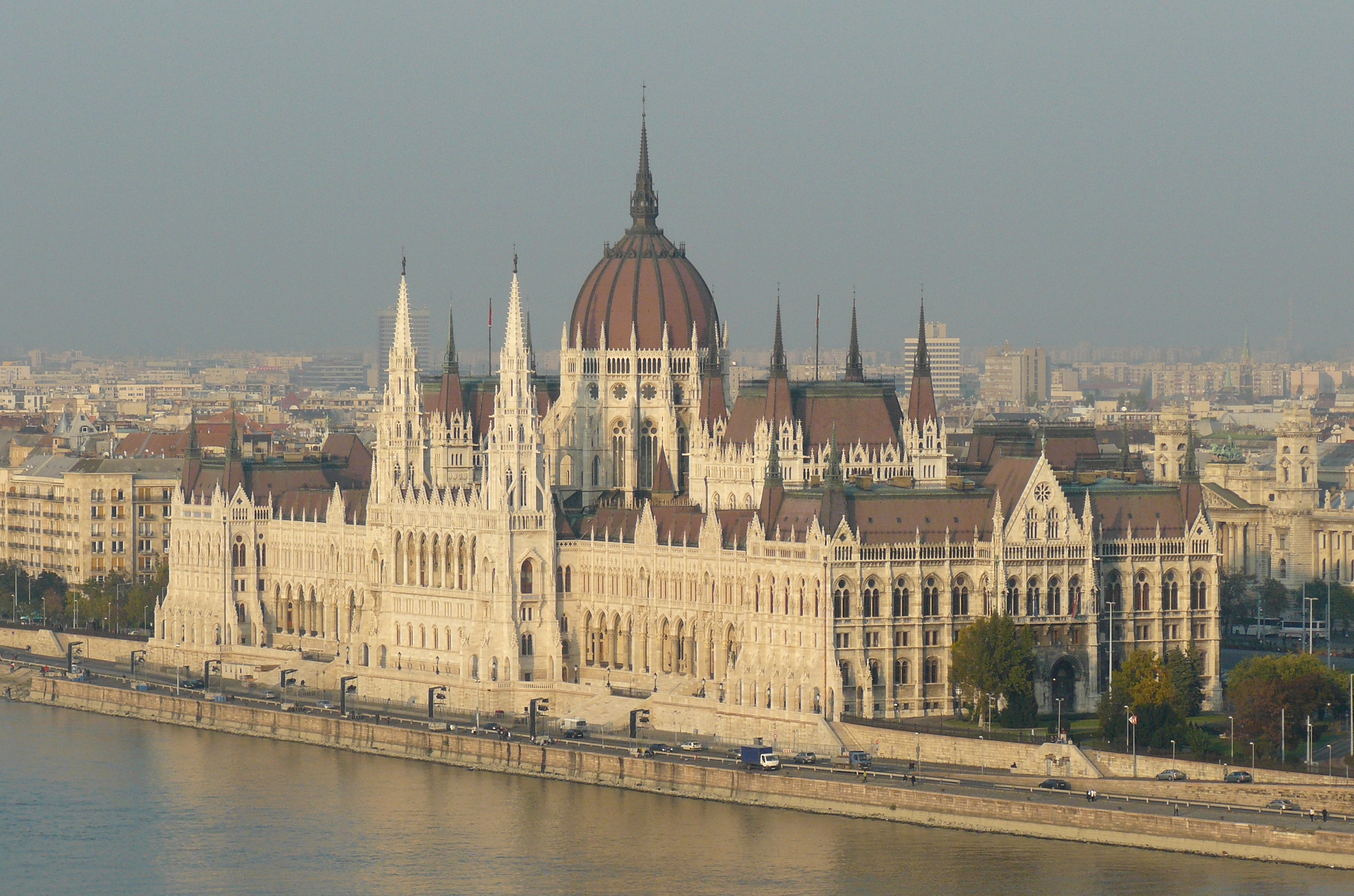 Building of the Hungarian Parliament, where is the Office of the Hungarian Prime Minister. View from Buda castle, 2009.