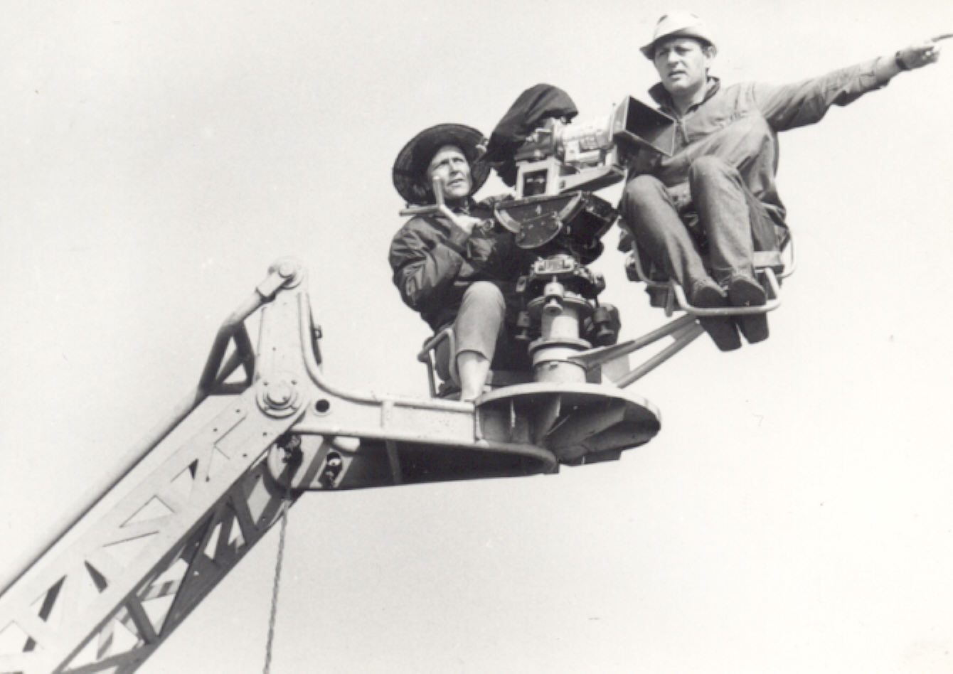 Film director Binka Zhelyazkova and cameraman Emil Vagenshtein at work on the film 'The Tied Up Balloon', 1967