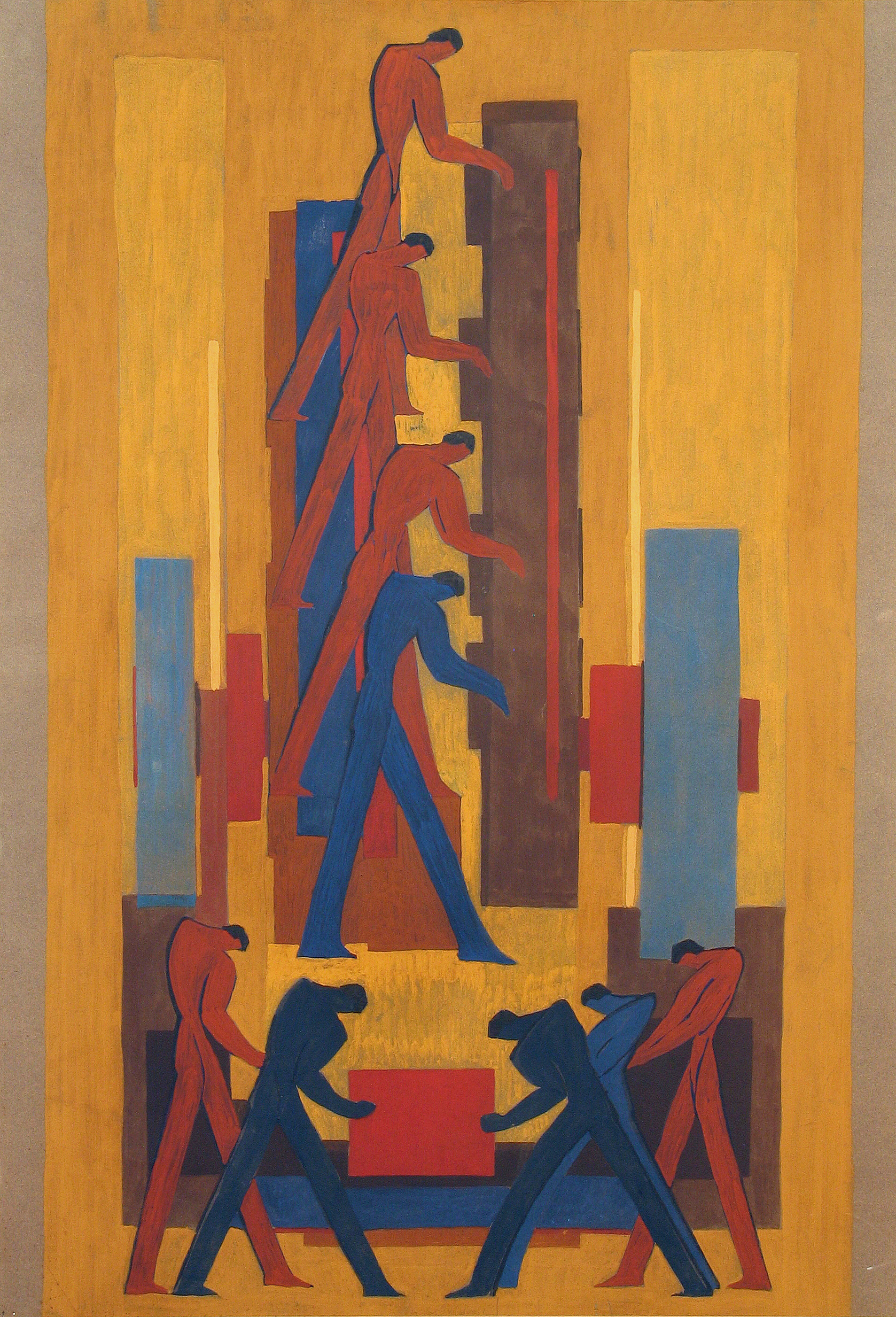 Pictura constructivistă intitulată „Banda rulantă” creată de Hans Mattis-Teutsch în 1930