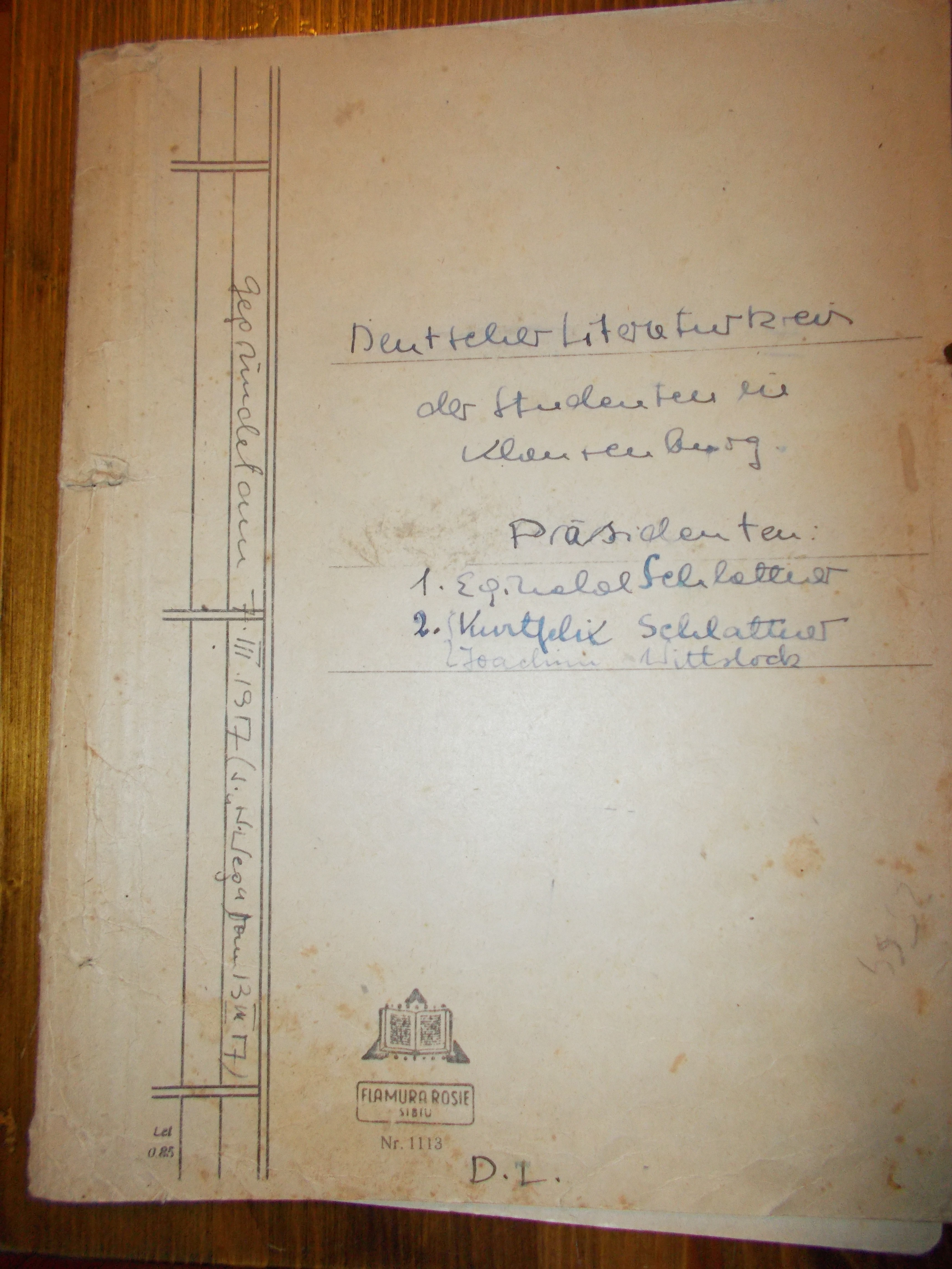 File of the German literary circle in Cluj which the Securitate confiscated from Eginald Schlattner