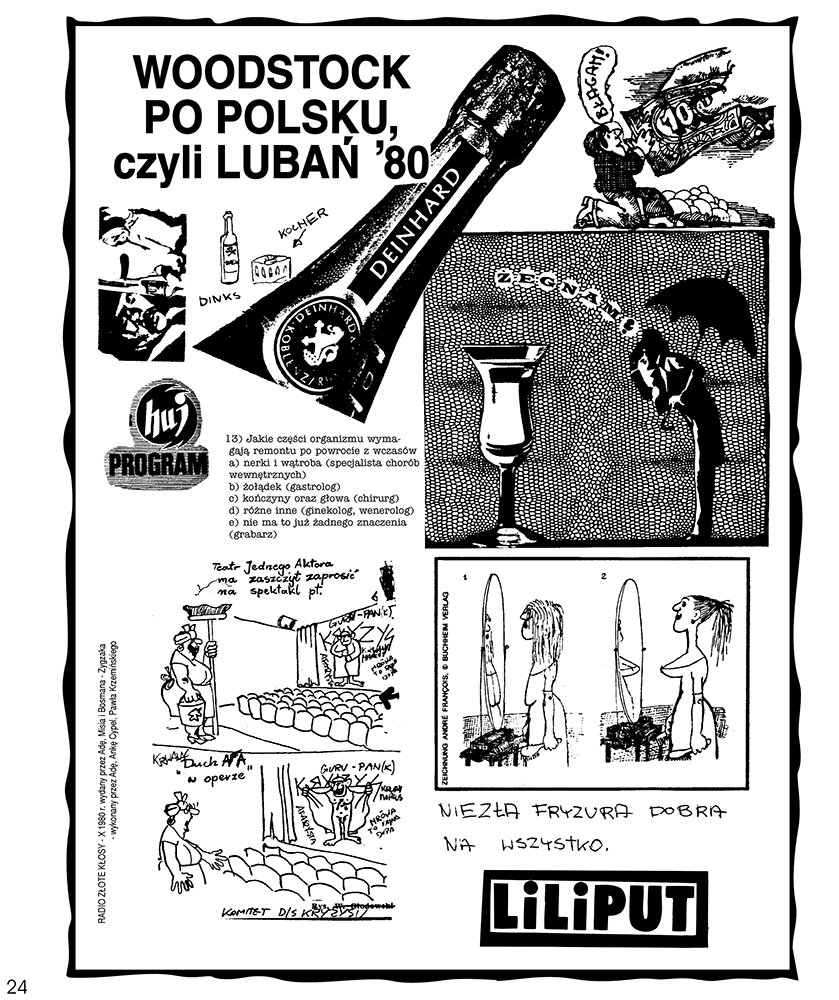 Strona z punkowego fanzinu 'Radio Złote Kłosy' wydawanego przez 'Adę' Dąbrowską w 1980 roku, przedrukowana w albumie 'Polski punk 1978-1982'.