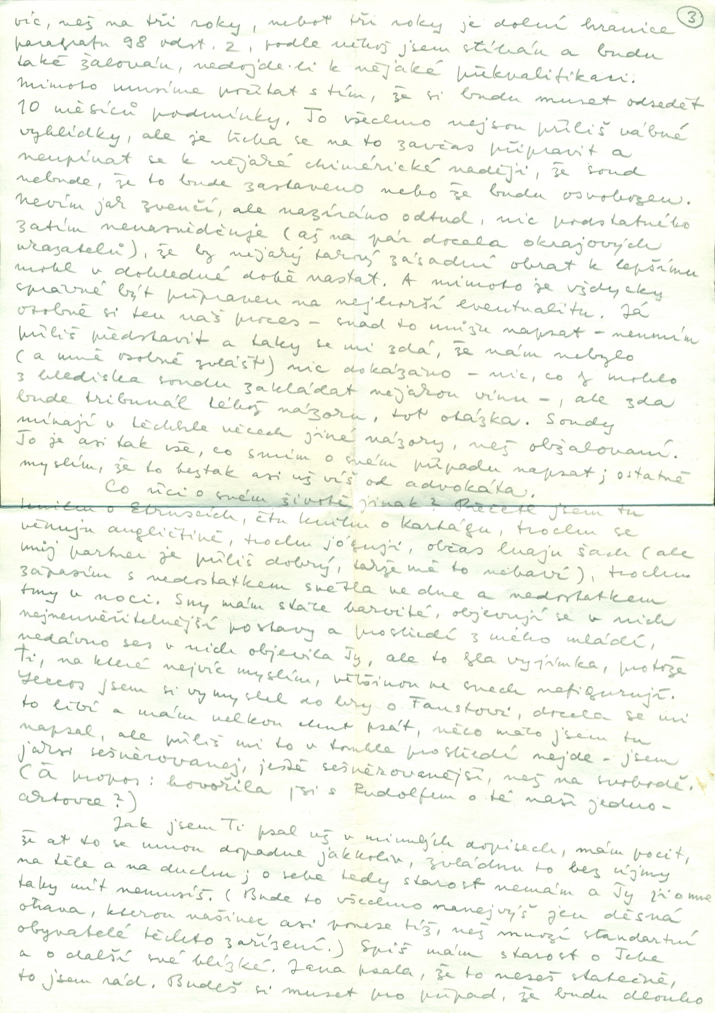 Václav Havelʼs letter to Olga Havlová, 8 July 1979