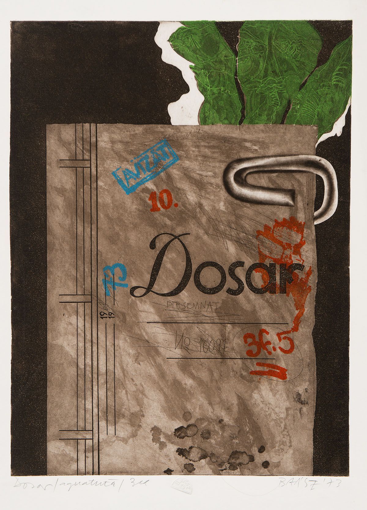 Imre Baász: File, acvatintă, 45.1x34 cm, 1973