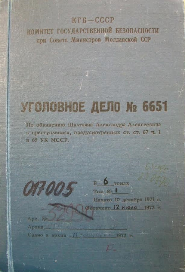 Front cover of Alexandru Șoltoianu's KGB file