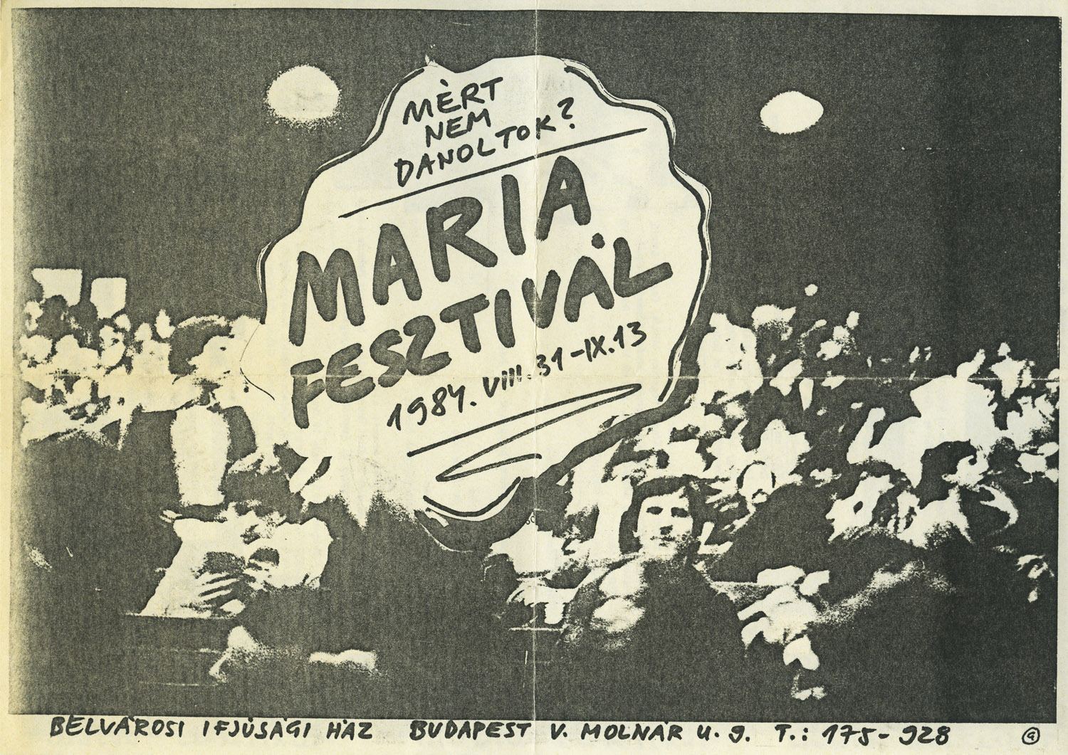 Invitation and program of the Maria Festival, Belvárosi Ifjúsági Ház, 1984 (1st and 2nd page)