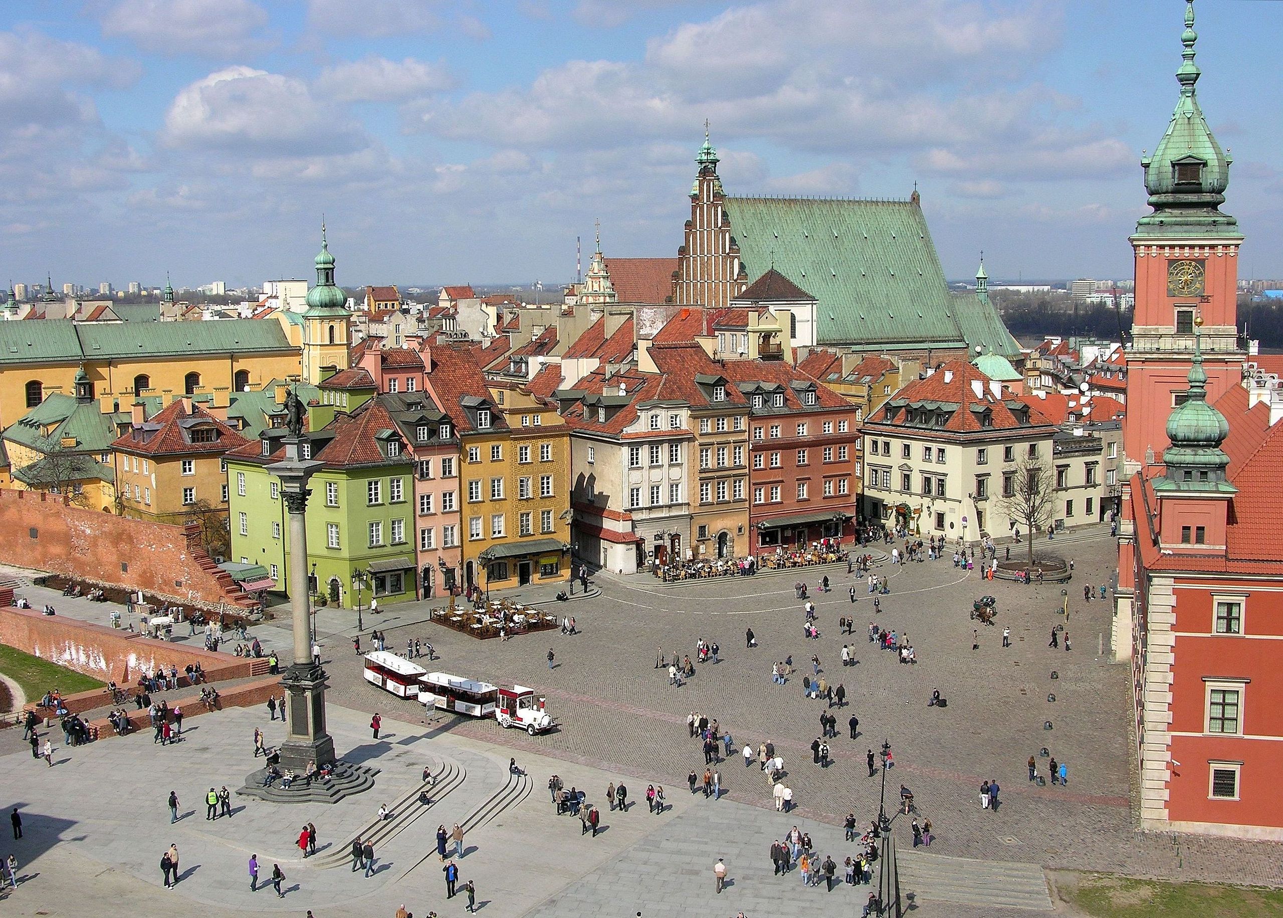 Castle Square in Warsaw viewed from St. Anne's church belfry