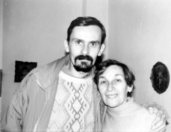 Leontin Horațiu Iuhas with his mother, Doina Cornea, in the 1980s