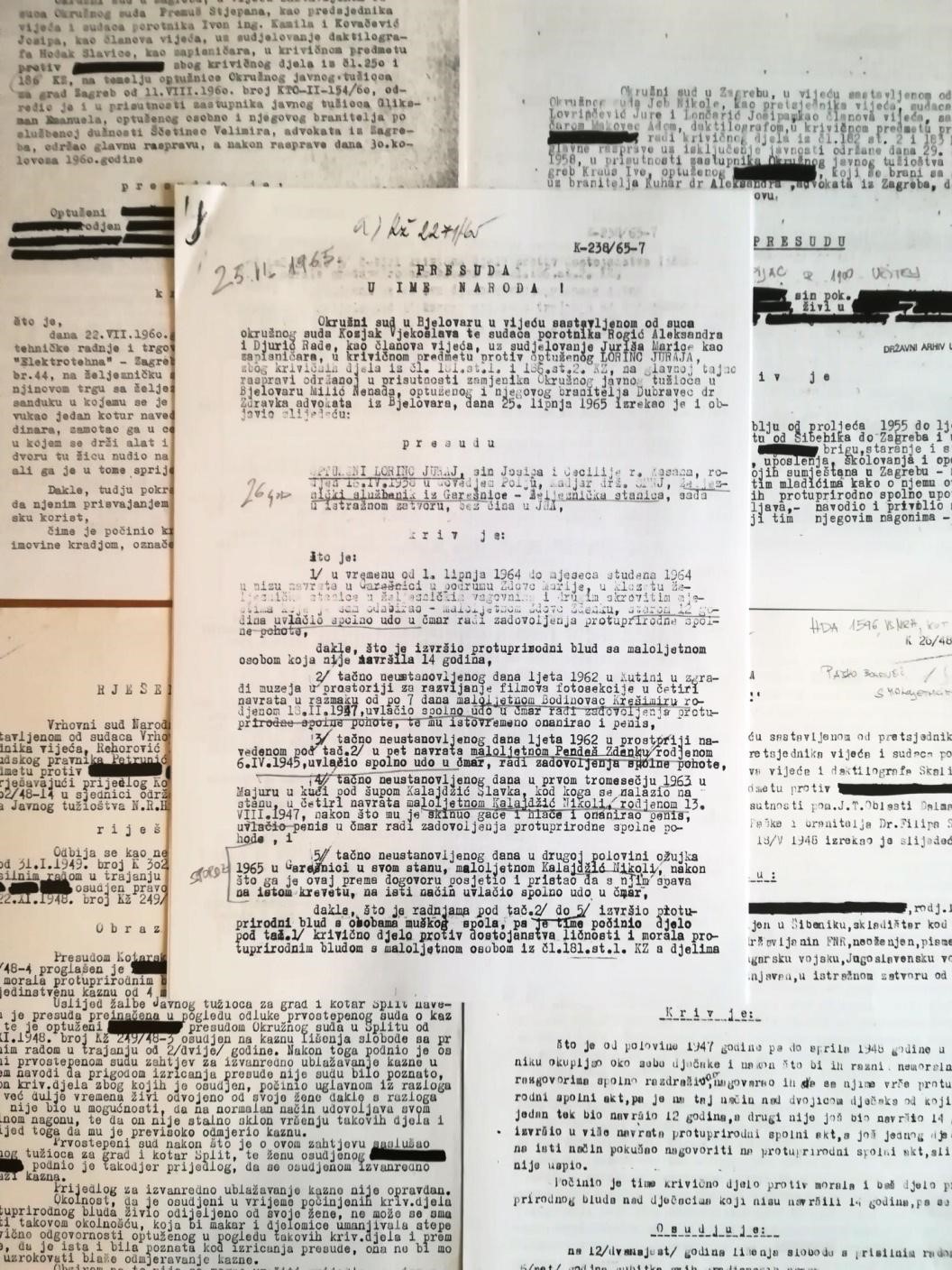 Sentences for homosexual behaviour issued by Croatian tribunals in the socialist period.