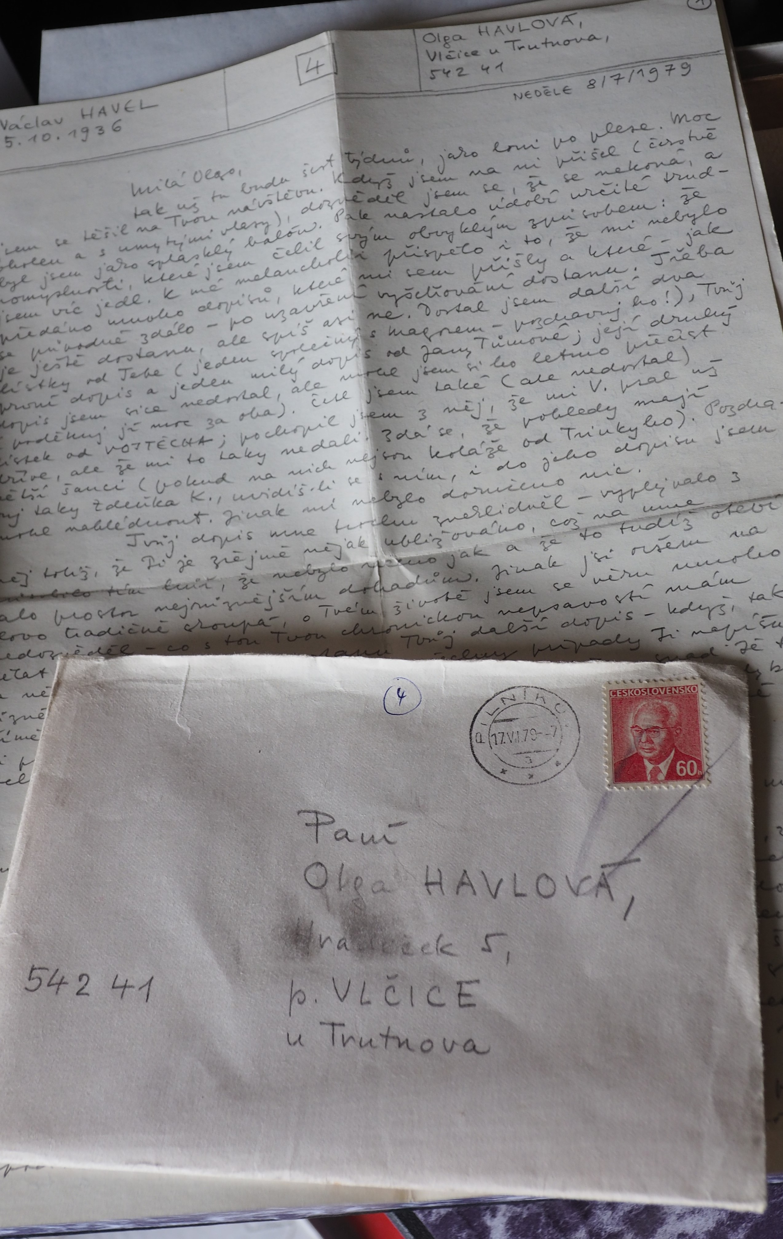 Václav Havelʼs letter to Olga Havlová, 8 July 1979