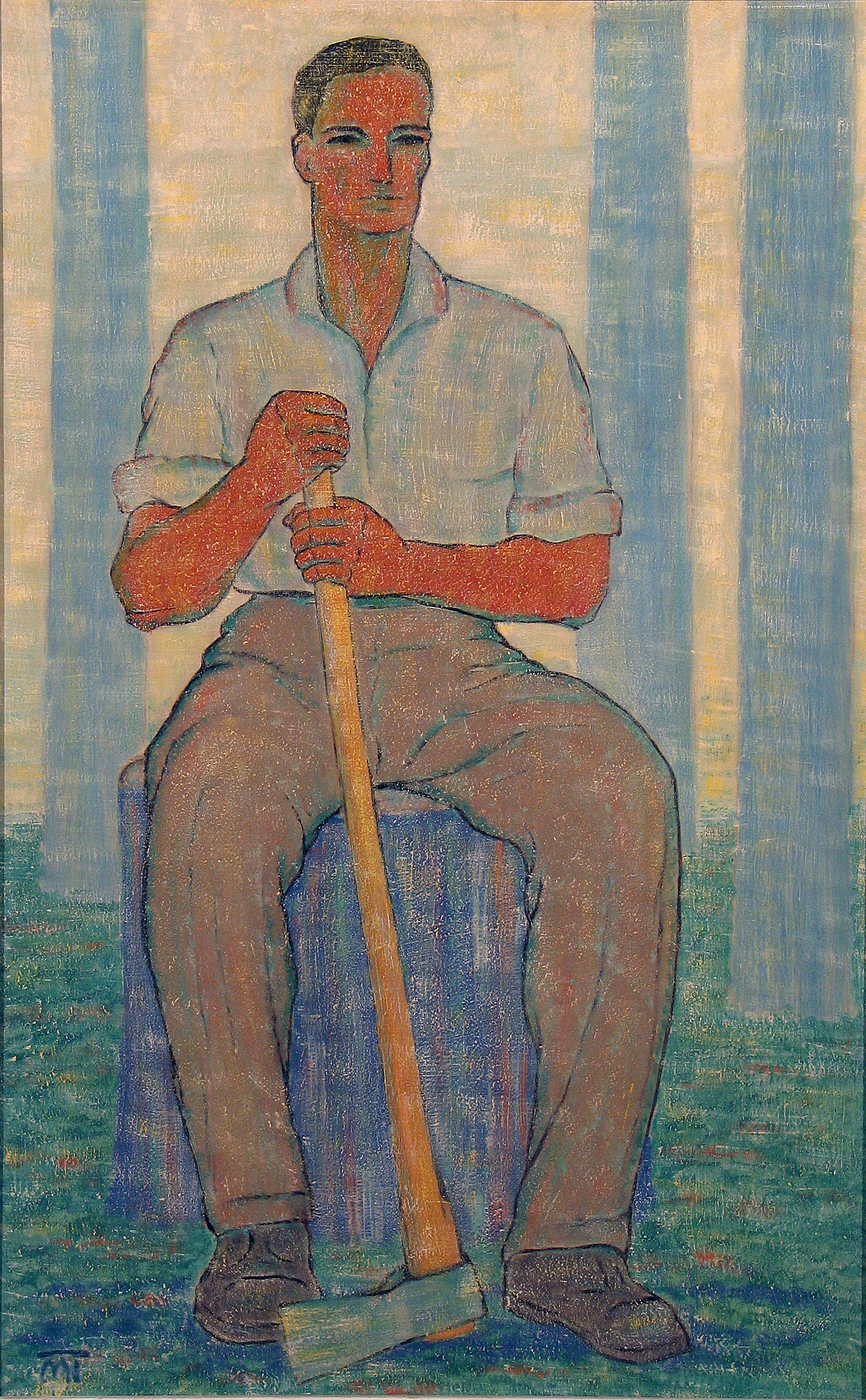 'Woodcutter,' painting of Hans Mattis–Teutsch from late 1940s–early 1950s