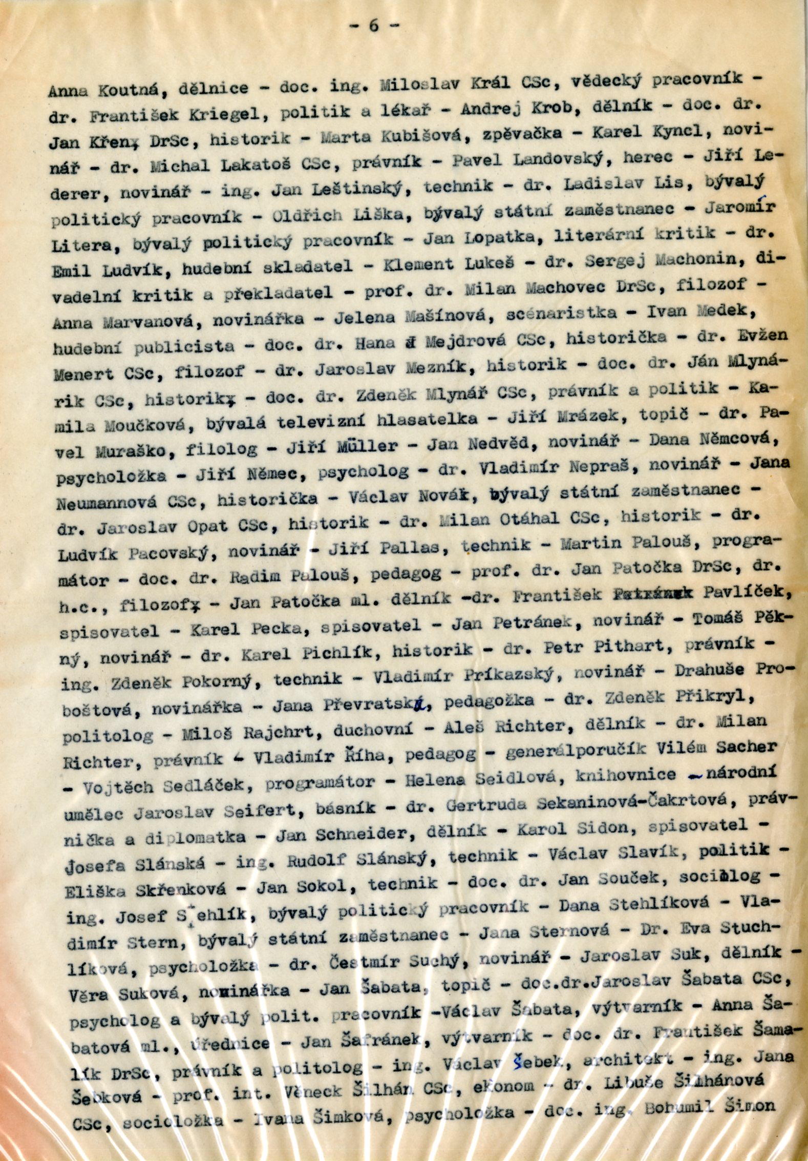 Sixth page of Charter 77