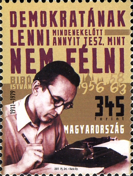 Hungarian memorial stamp issued for István Bibó's centennary of birth, 2011