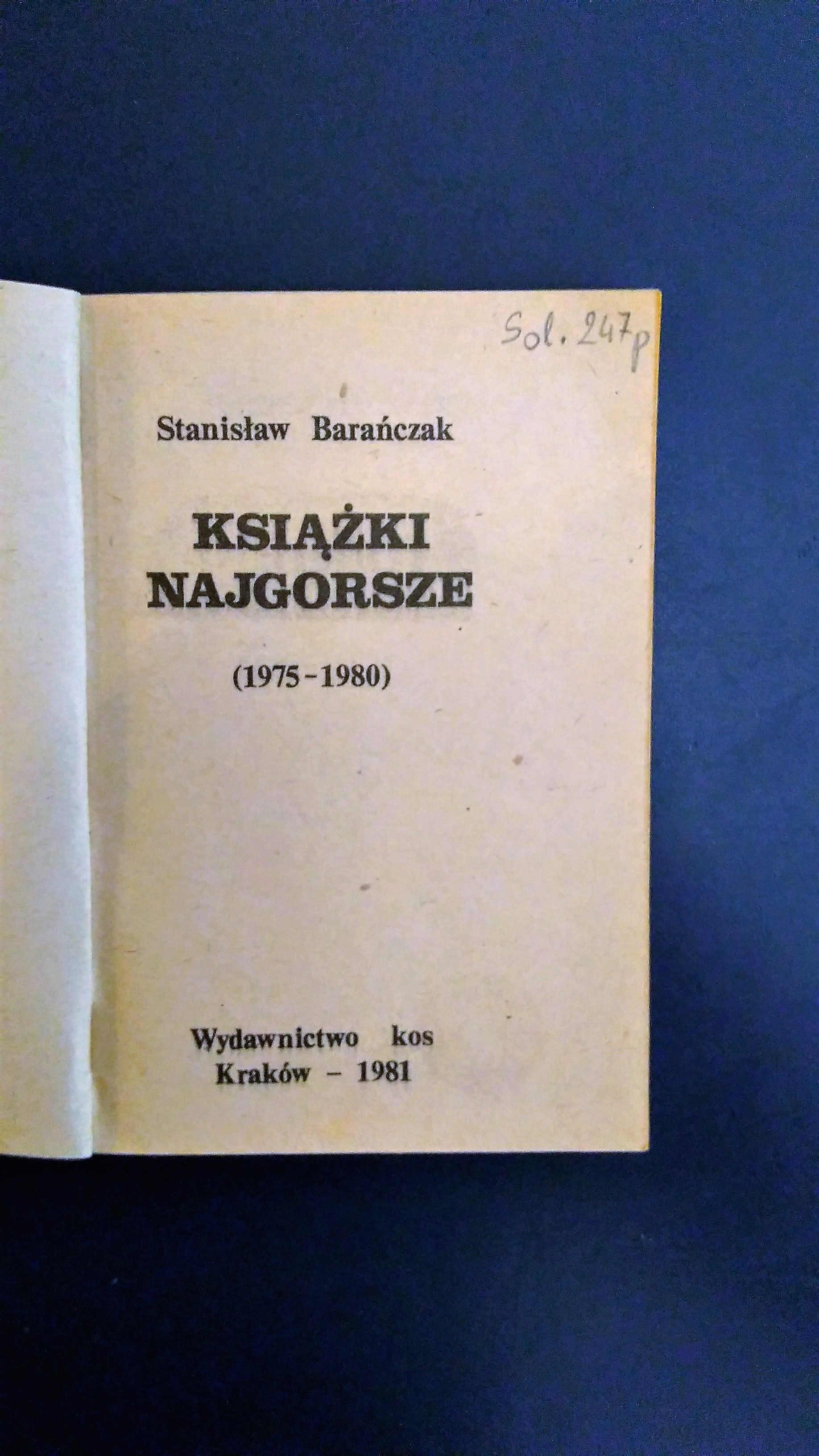 Fist page of the 1981 KOS edition of The Worst Books
