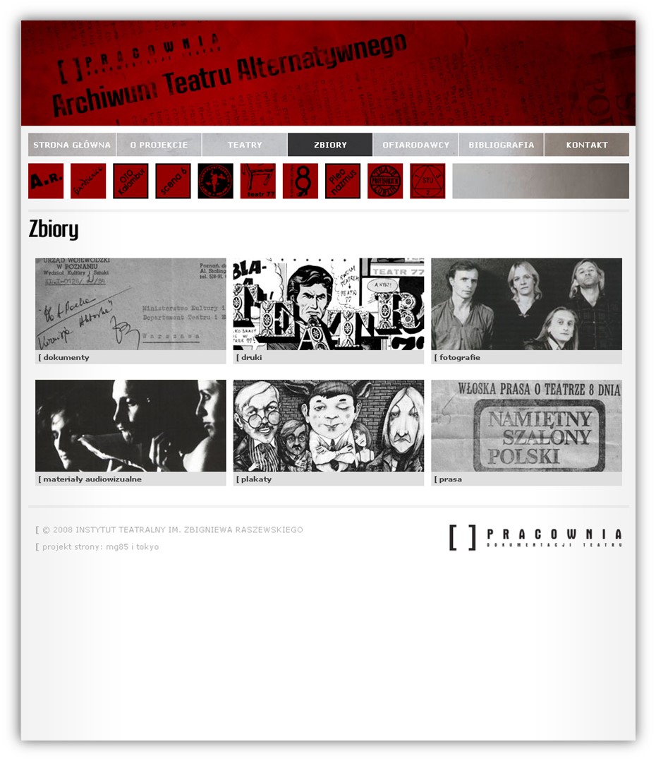 Screenshot of the digital version of the Alternative Theater Archive