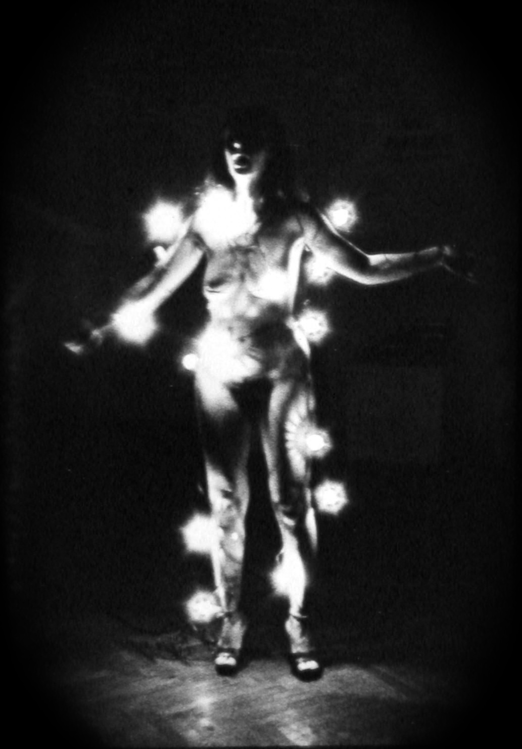 Photography of Ewa Partum performance 'Stupid Woman', November 20, 1981. Photo by Tomasz Sikorski.
