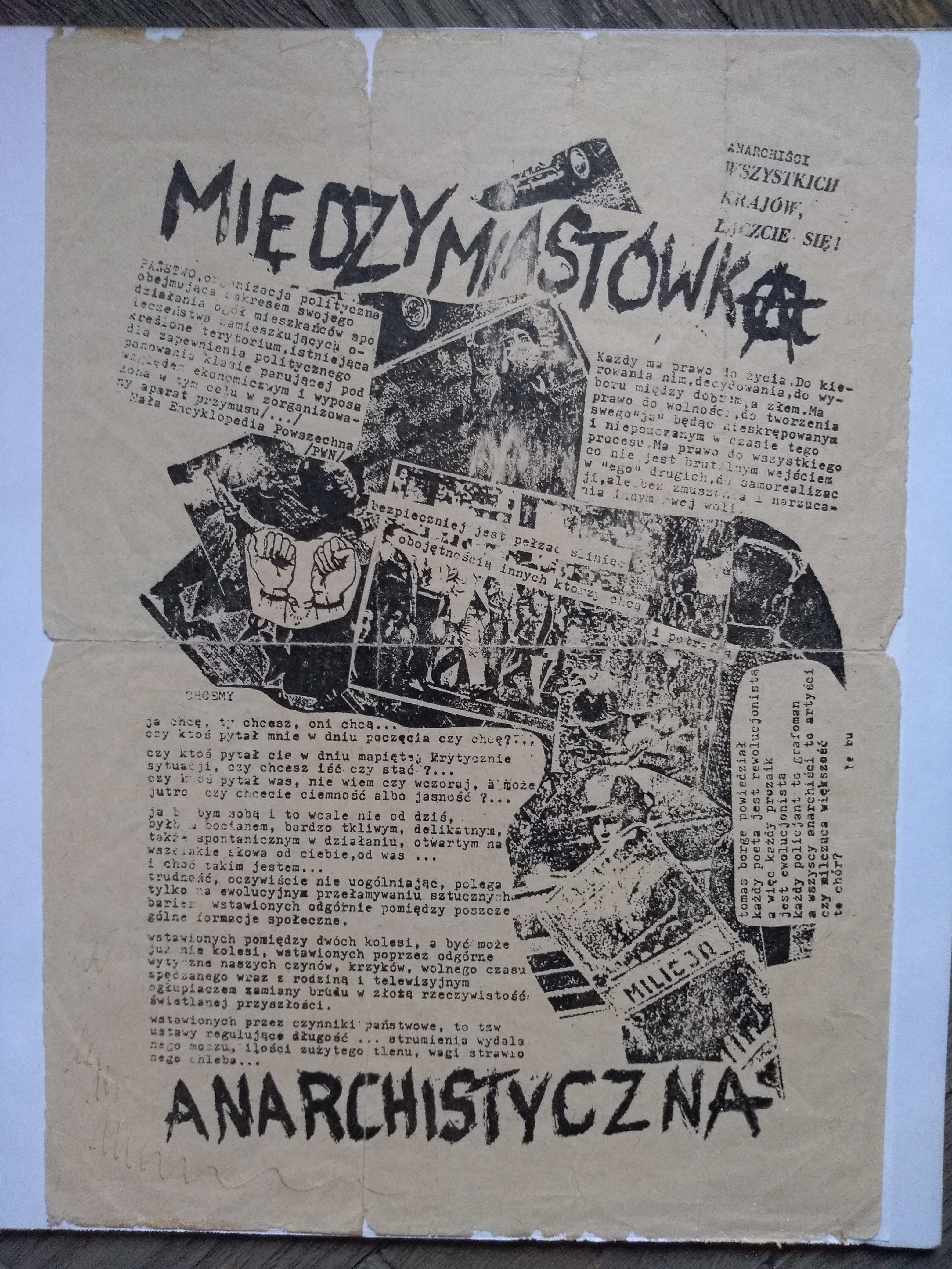 Photo of the copy of the poster of the Anarchist Intercity from 1988 in Barbara Fatyga's cabinet.