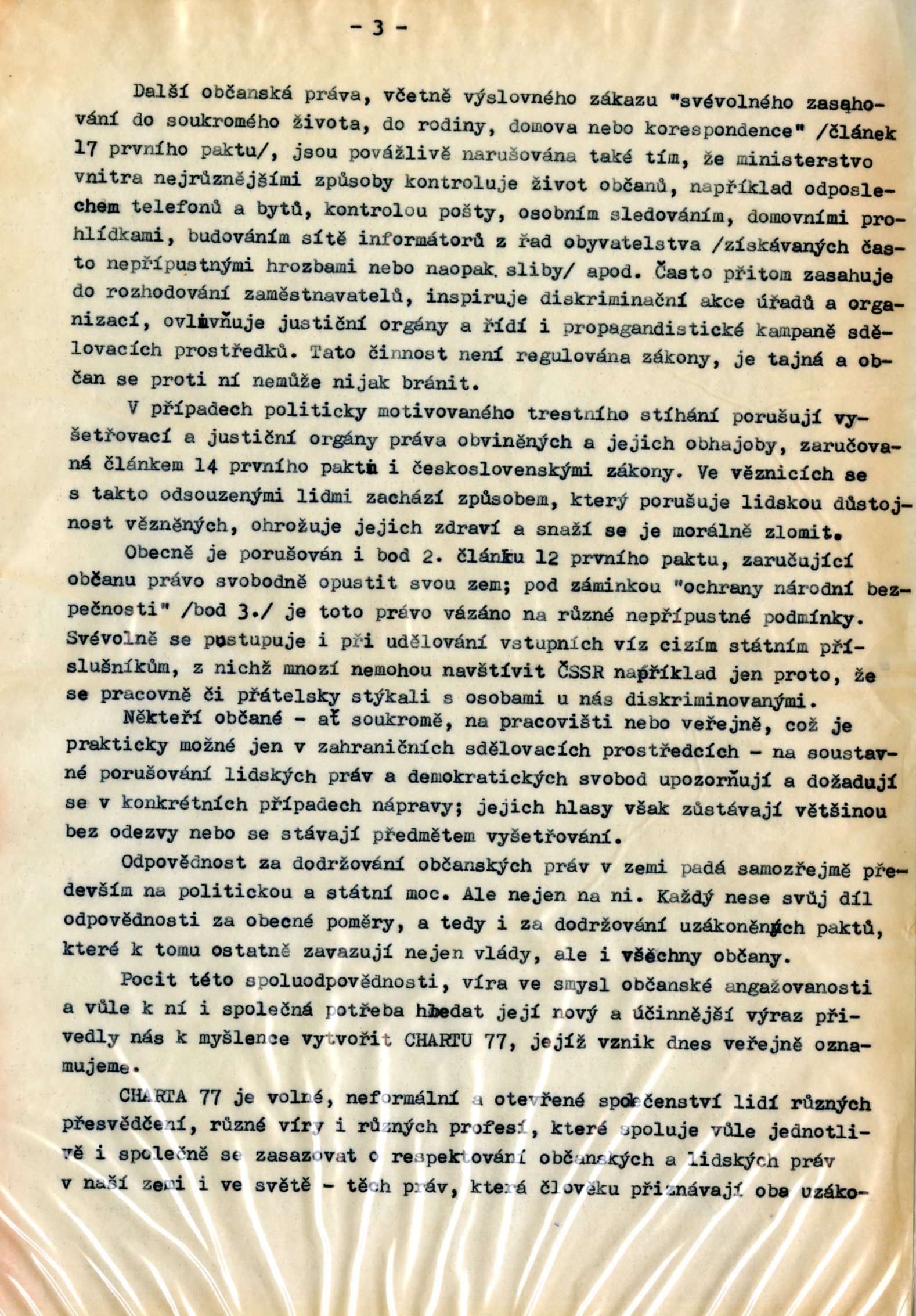 Third page of Charter 77