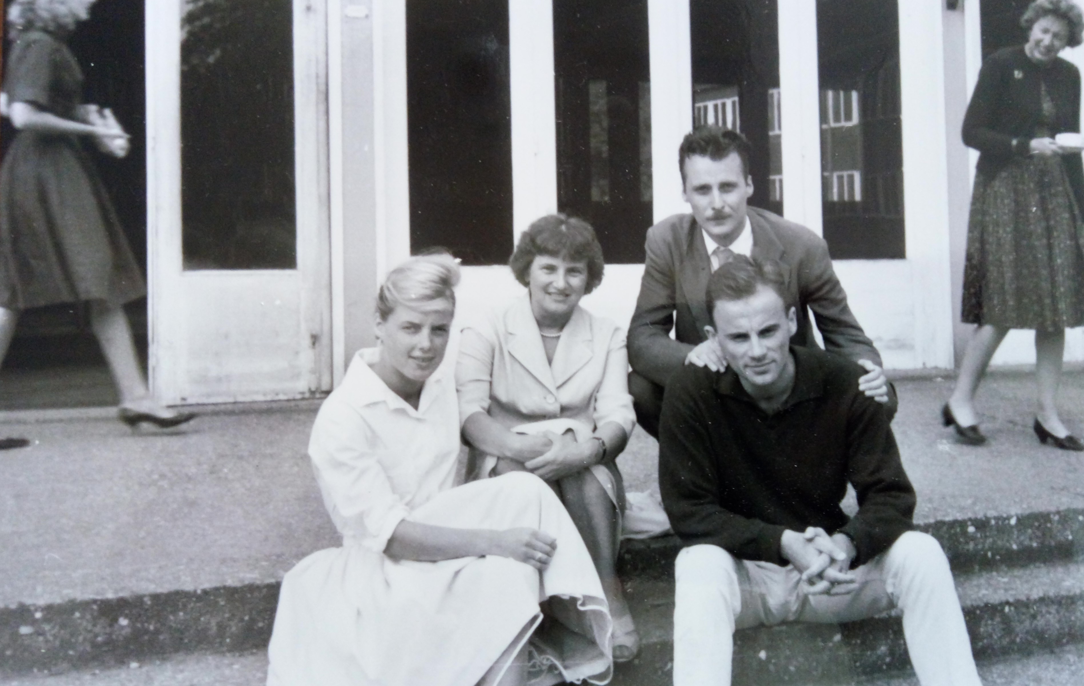 The Kušans (Zdenka and Jakša above) and Salajs (Barbara and Branko in front) at the summer seminar of the Free European University in Exile, 1959-1961, Jakša Kušan Personal Papers