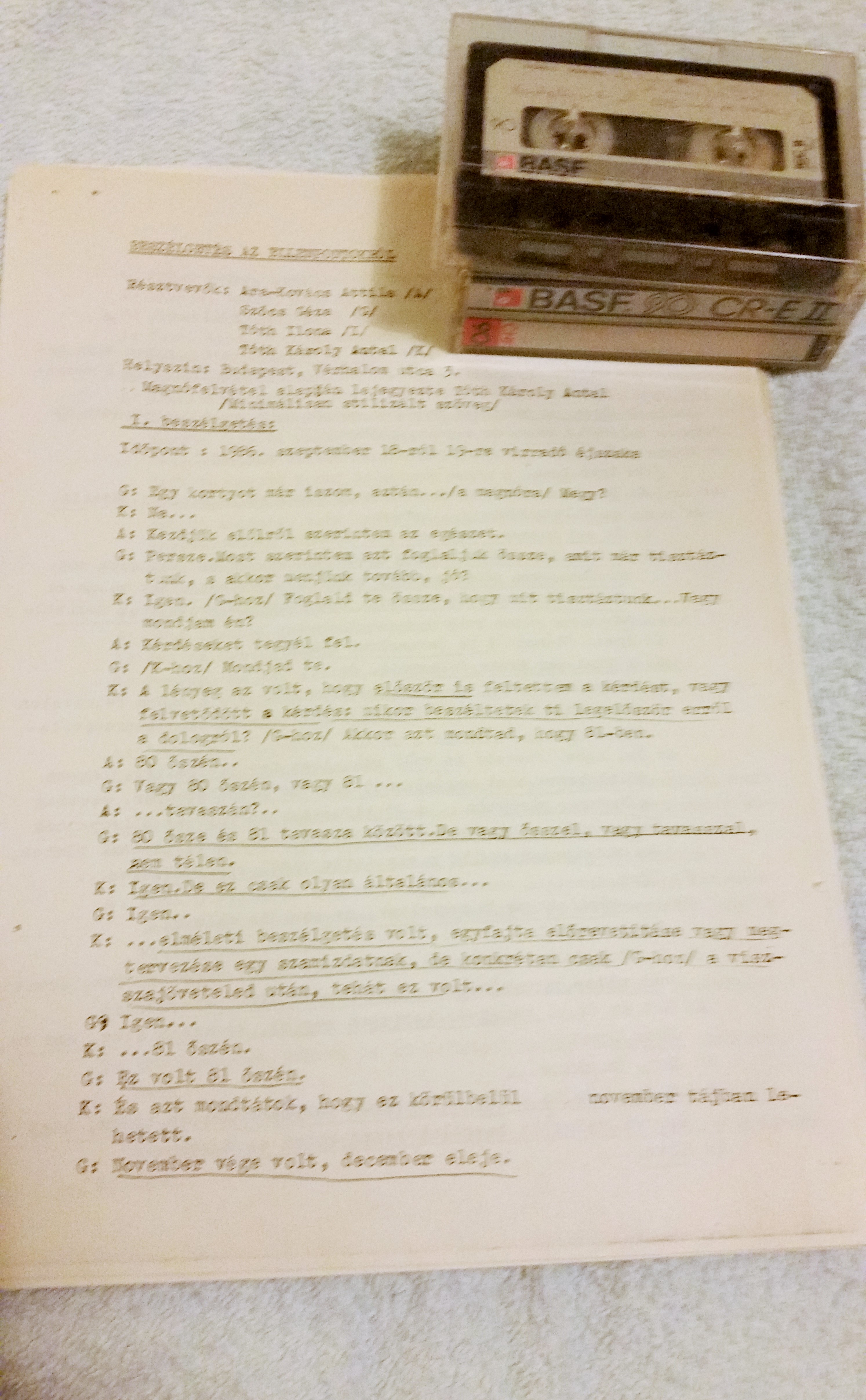 Az Ellenpontok szerkesztői találkozójának jegyzőkönyve Budapesten, 1986. szeptember 18–19. és 20–21.