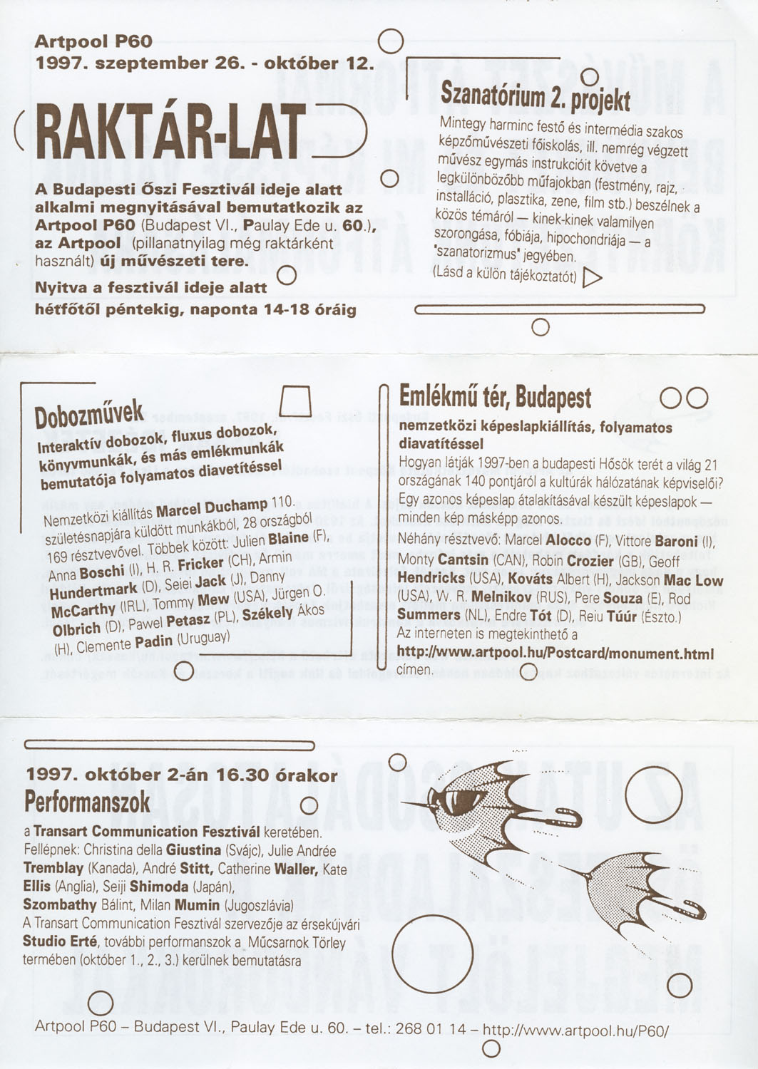 Invitation  for  Boîte – Box. interactive boxes, fluxus boxes, bookworks and other memorial works, Artpool P60, Budapest, 1997