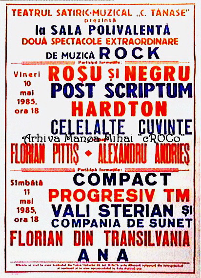 Afiș de concert, 10 mai 1985