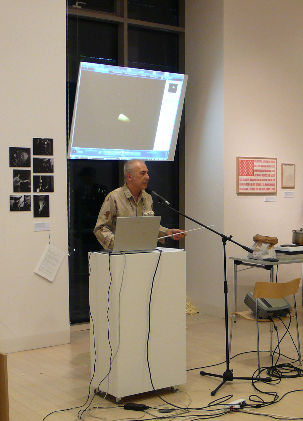 Lecture of Gábor Altorjay in the framework of the Fluxus East exhibition, Ludwig Museum, Budapest, 2008