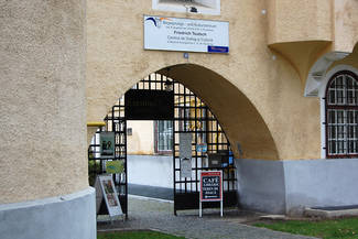 The entrance to the Friedrich Teutsch Centre for Dialogue and Culture of the Evangelical Church of Augustan Confession (A.C.) in Romania