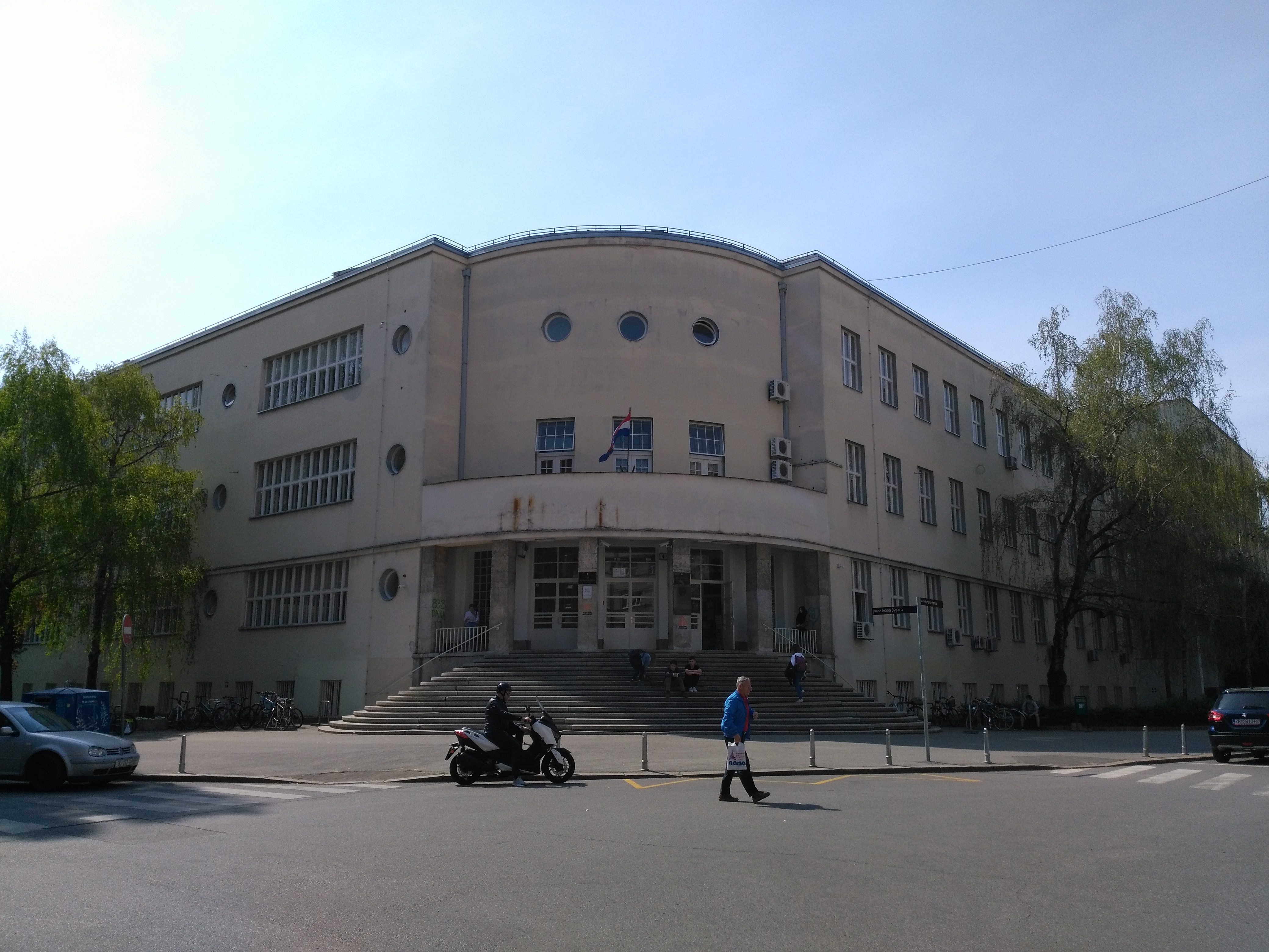 The building of the Classical Gymnasium at Križanićeva ulica 4A in Zagreb. It was designed by architect Egon Steinmann, and the classical students moved in the autumn of 1932.