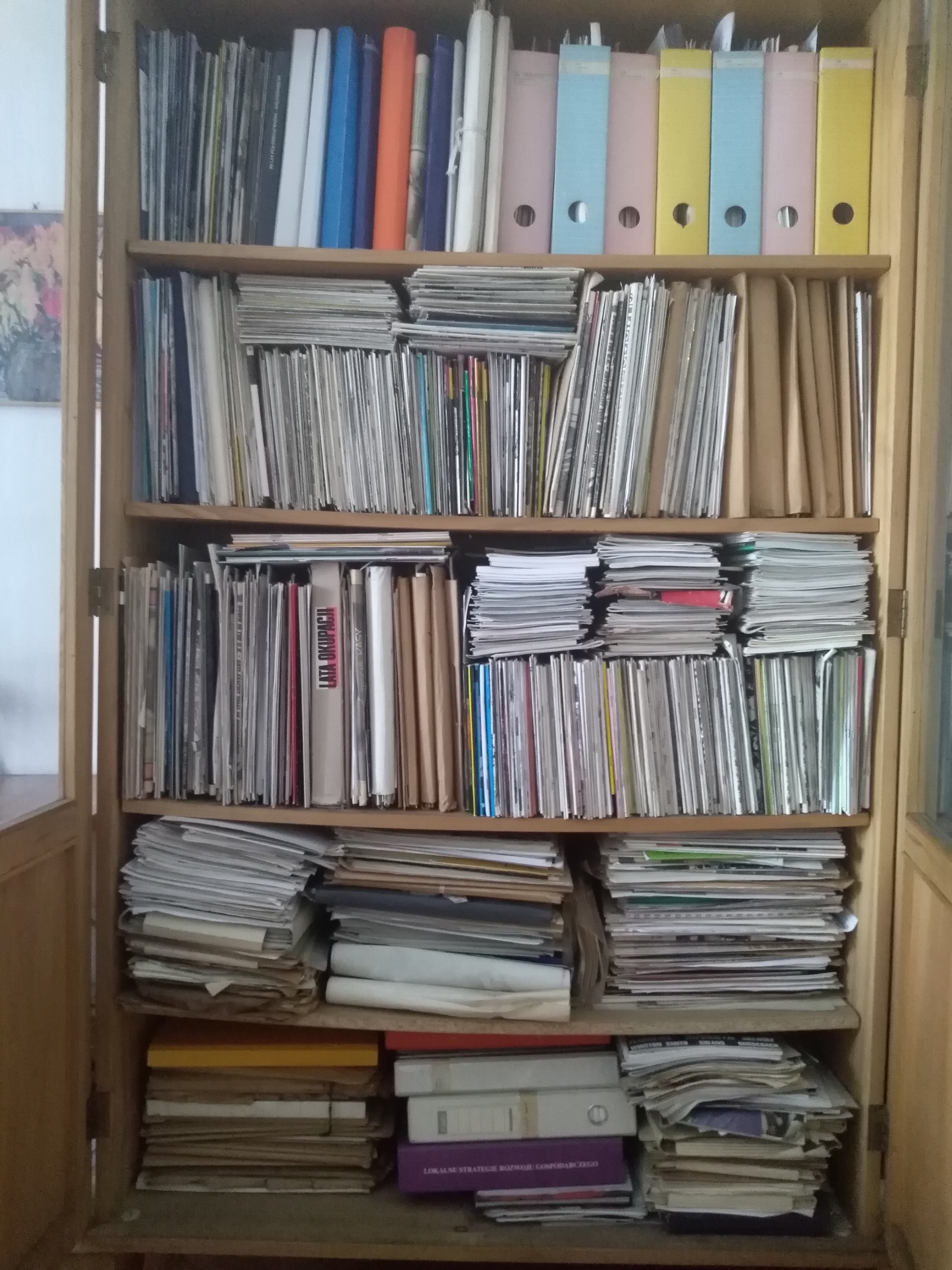 Barbara Fatyga's bookcase with thousands of fanzines, leaflets, and documents.