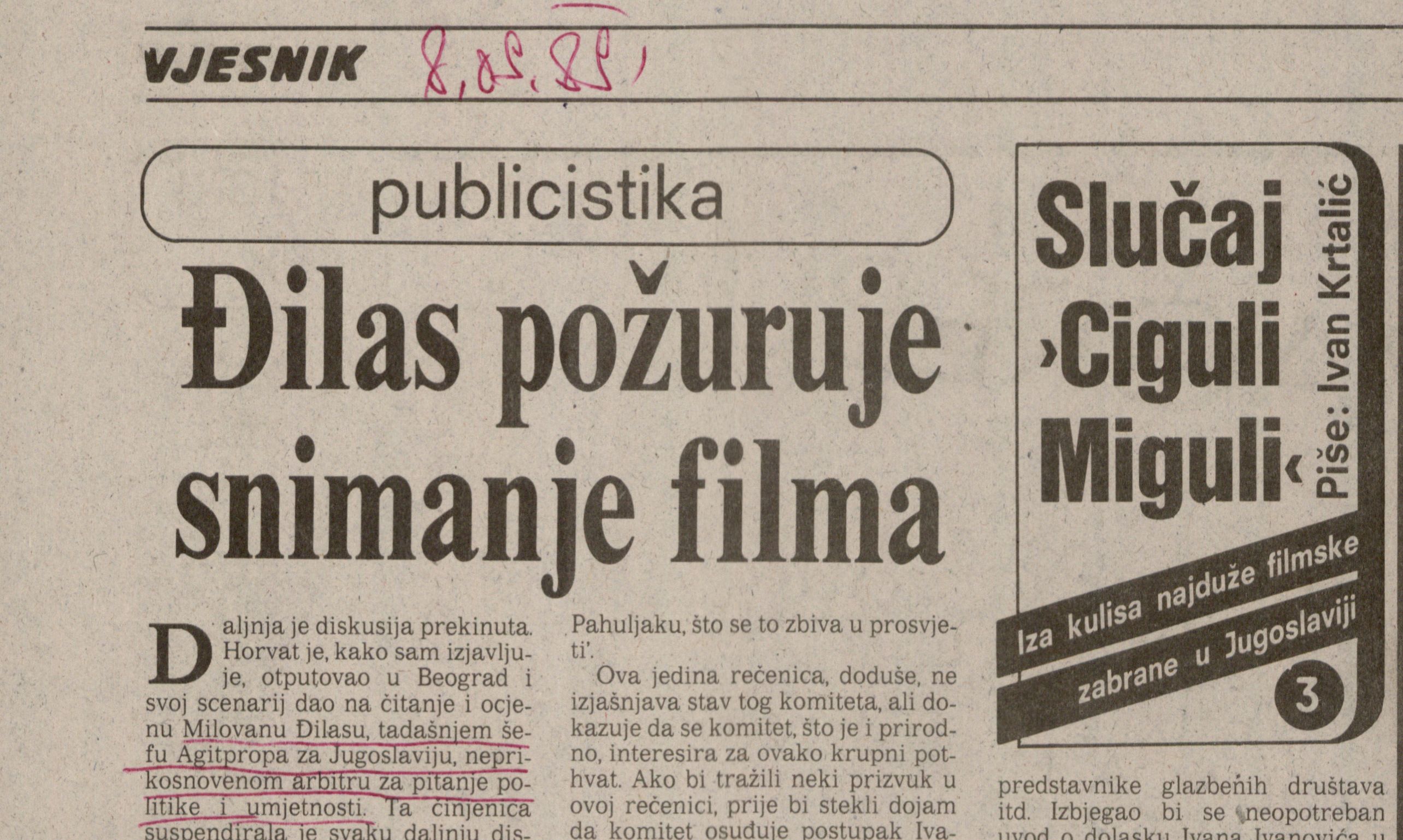 Press clipping of the feuilleton 'The case of Cigili Miguli.'