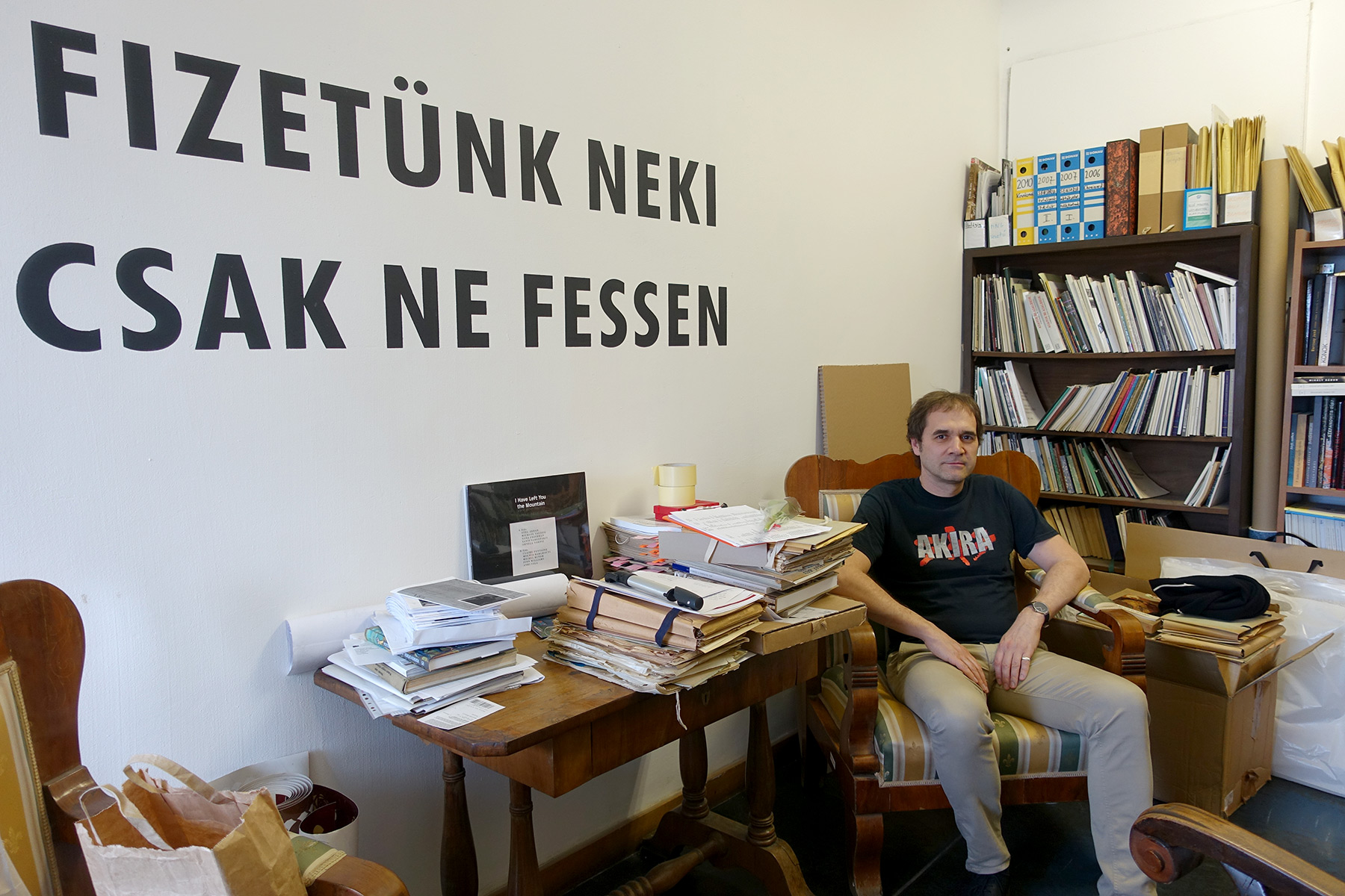 Zsolt Petrányi in his room at the Hungarian National Gallery