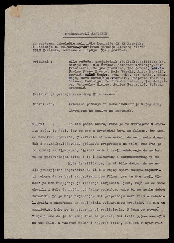 Stenographic Minutes from the Meeting of the Ideological Commission of CC LCC and the Commission on Cultural and Educational Issues of the Central Committee of the SAWPC, 4 June 1956