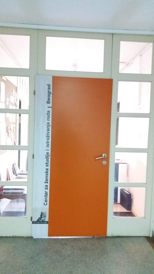 Entrance of the Center for Woman Studies at the Faculty of Political Sciences of the University of Belgrade in 2017.