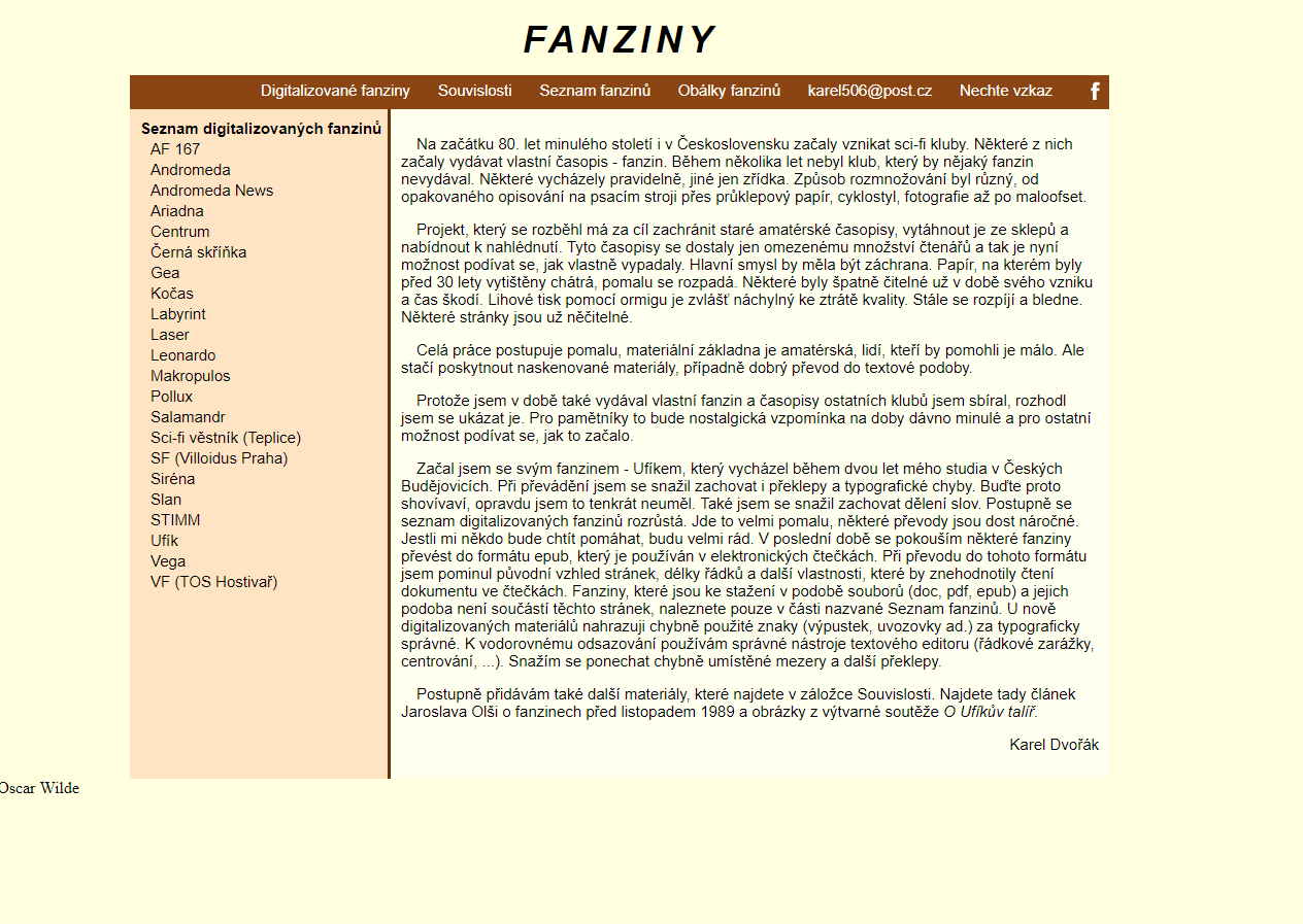 website Fanziny.4fan.cz