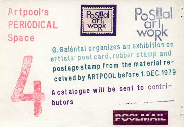 Silc-screened poster for APS4, Artpool's first big international mail art exhibition, Young Artists' Club, Budapest, April 1980(1st and 2nd page)