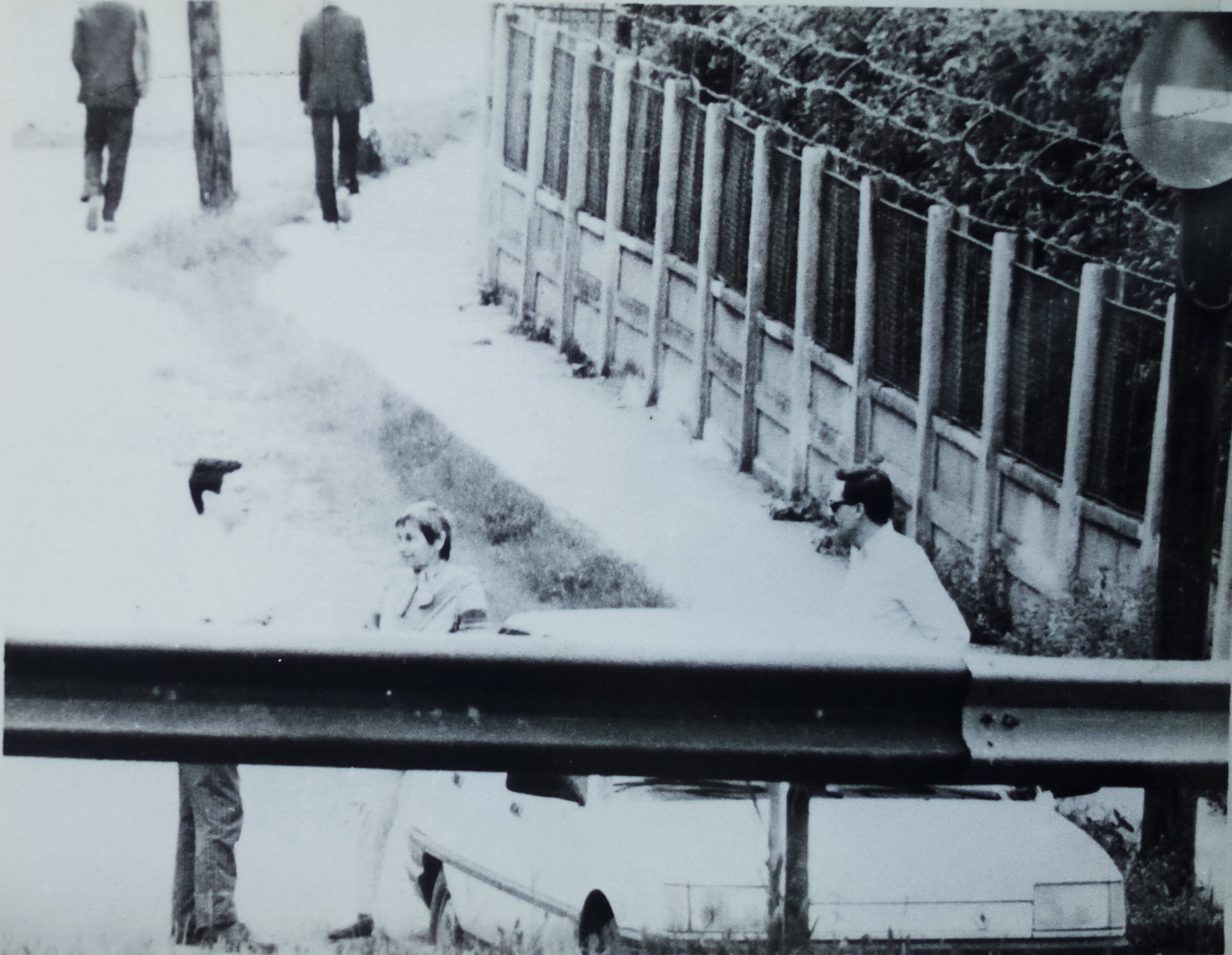 Doina Cornea in front of her home; photo taken by Securitate employees in the summer of 1989