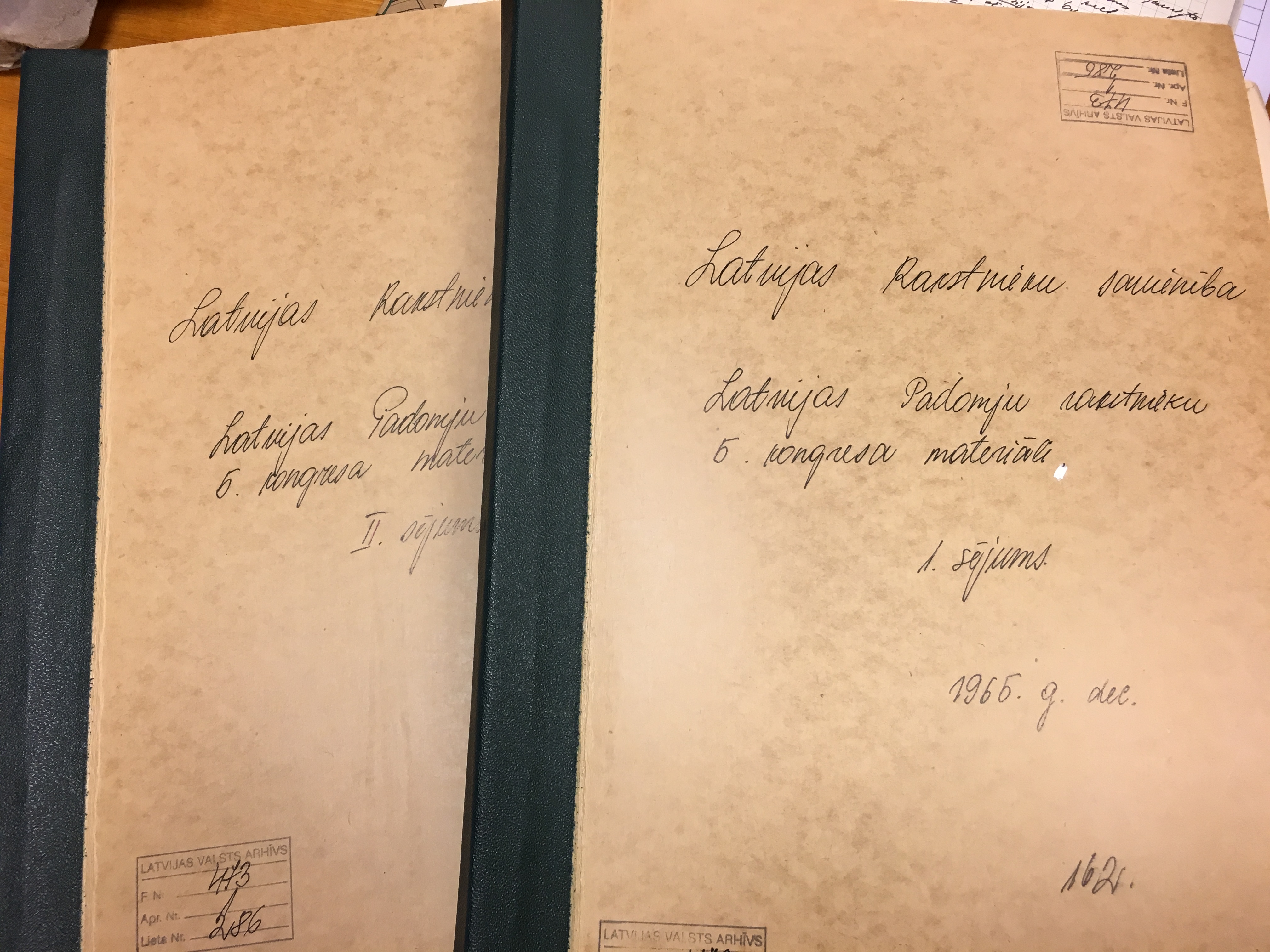 Files of the 5th Congress of the Latvian Soviet Writers' Union in December 1965
