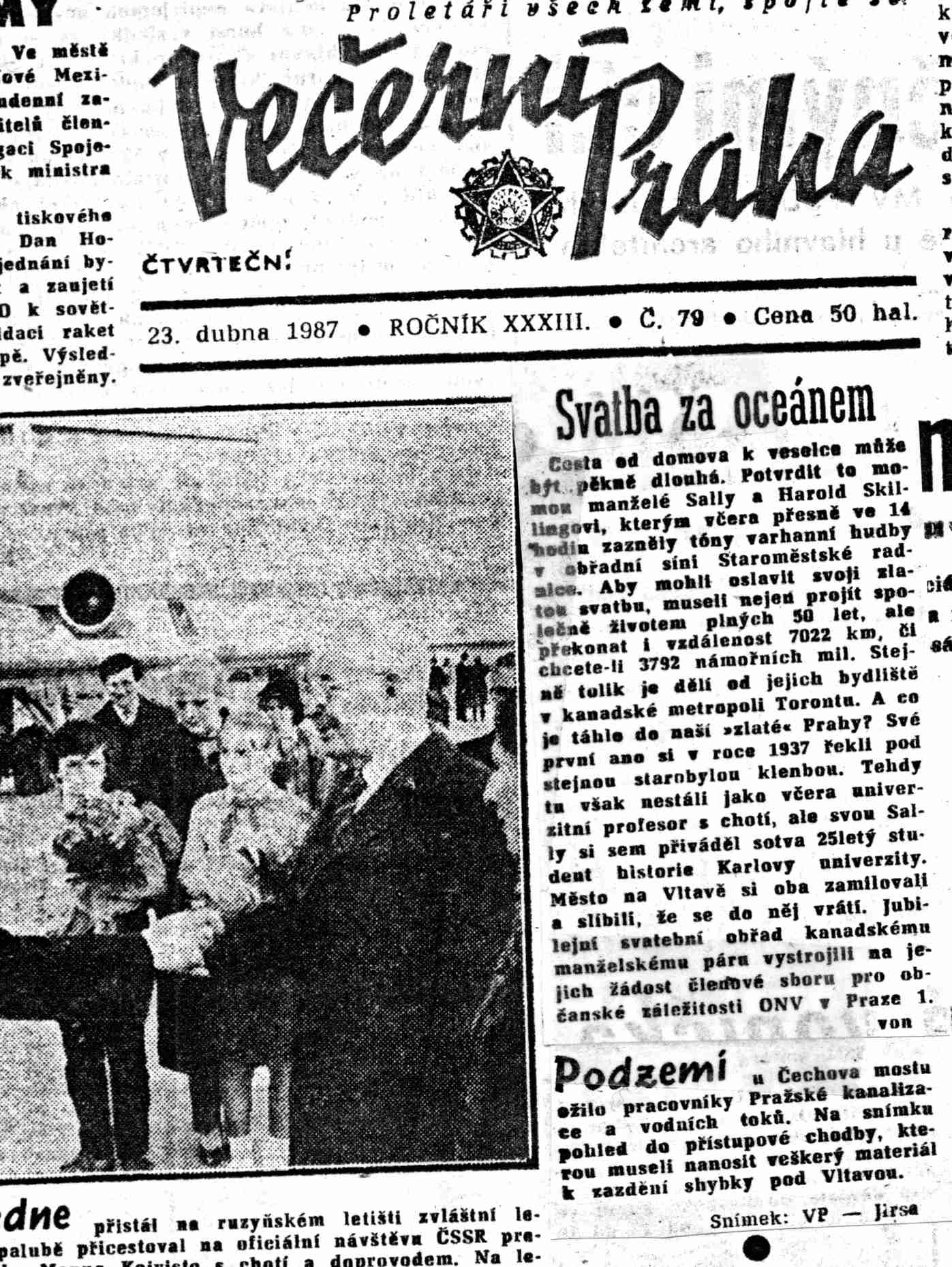 Notes in newspaper about Golden Wedding of Skillings