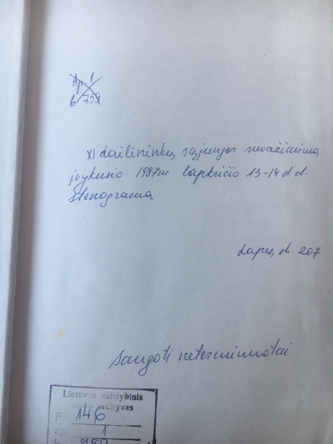 Transcript of 11th Congress of Union of Artists, which took place on November 13-14, 1987.