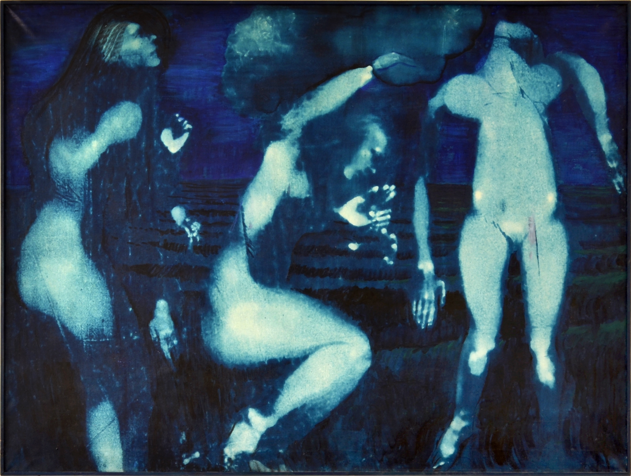 Rudolf Němec, Bathing in blue (1967), oil, email, canvas