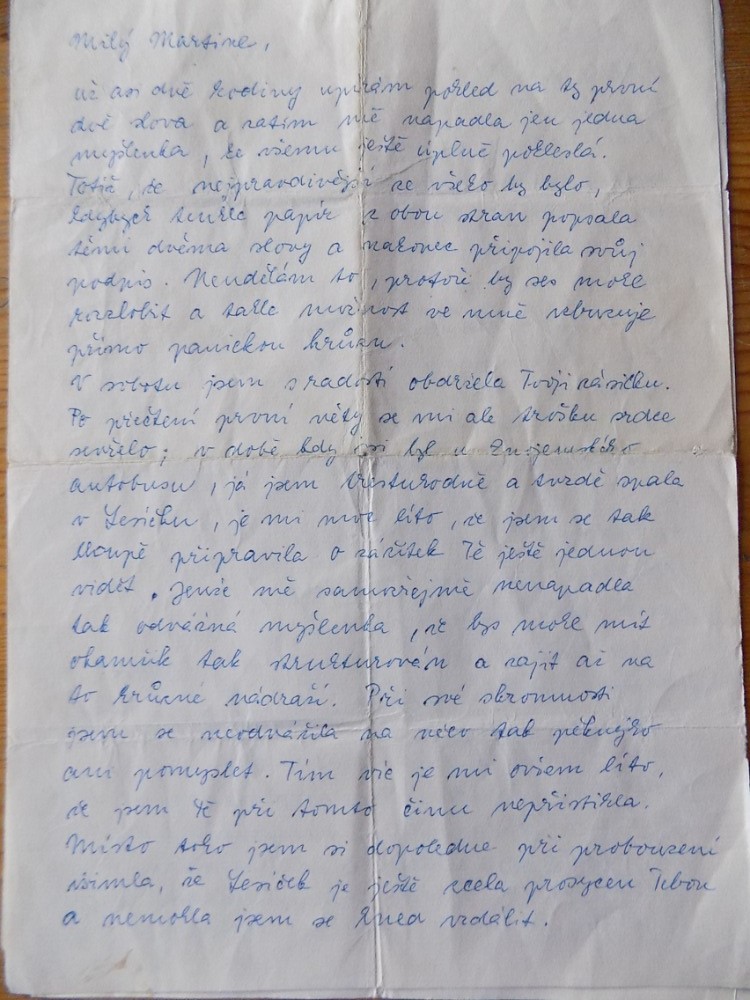 Letter from Juliana Stritzková (later Jirousová) to I. M. Jirous, 1974