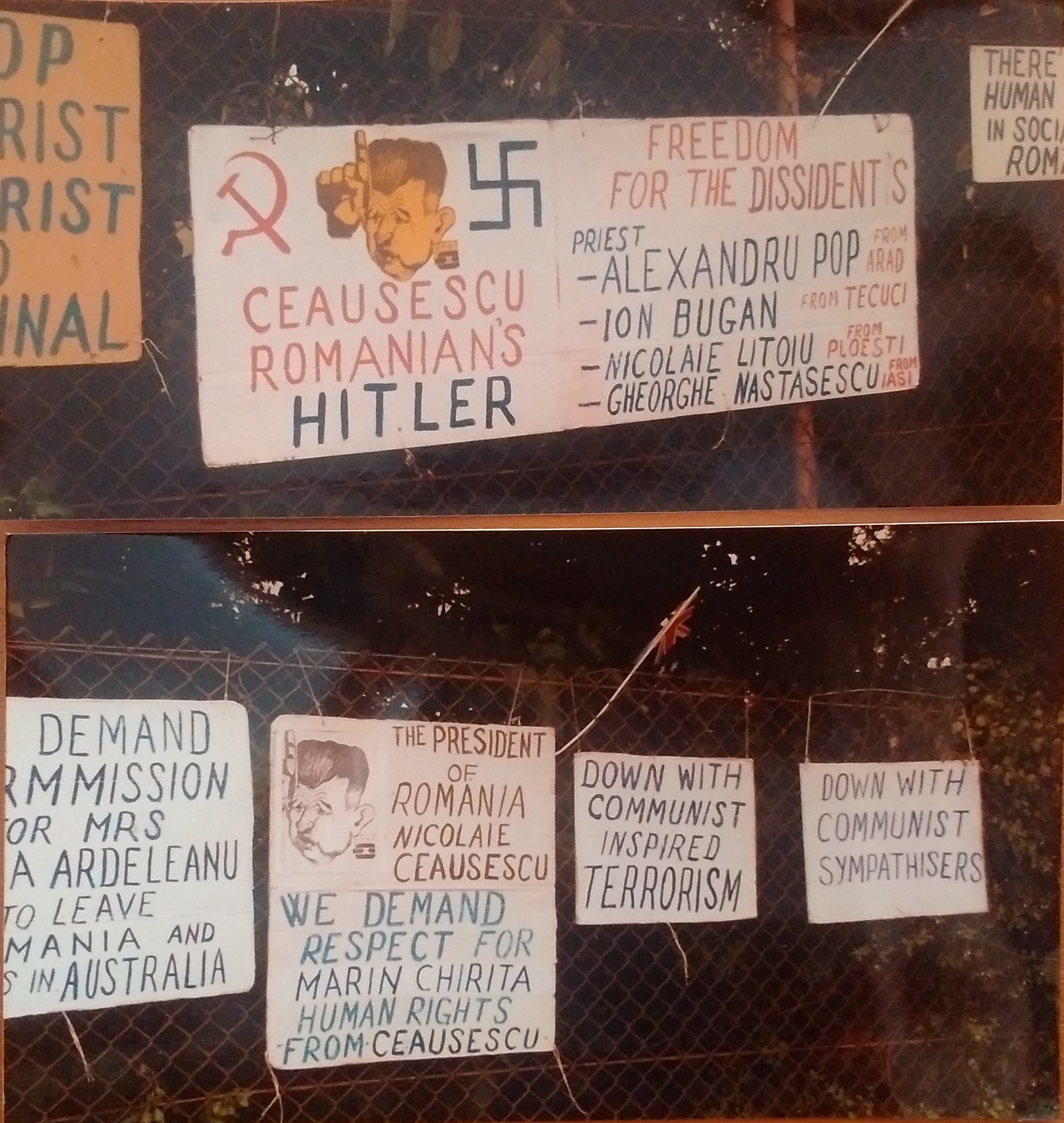 Protesting posters of Romanian diaspora