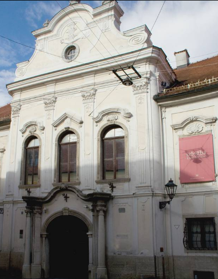 The entrance of the building of the Croatian History Museum in Zagreb.