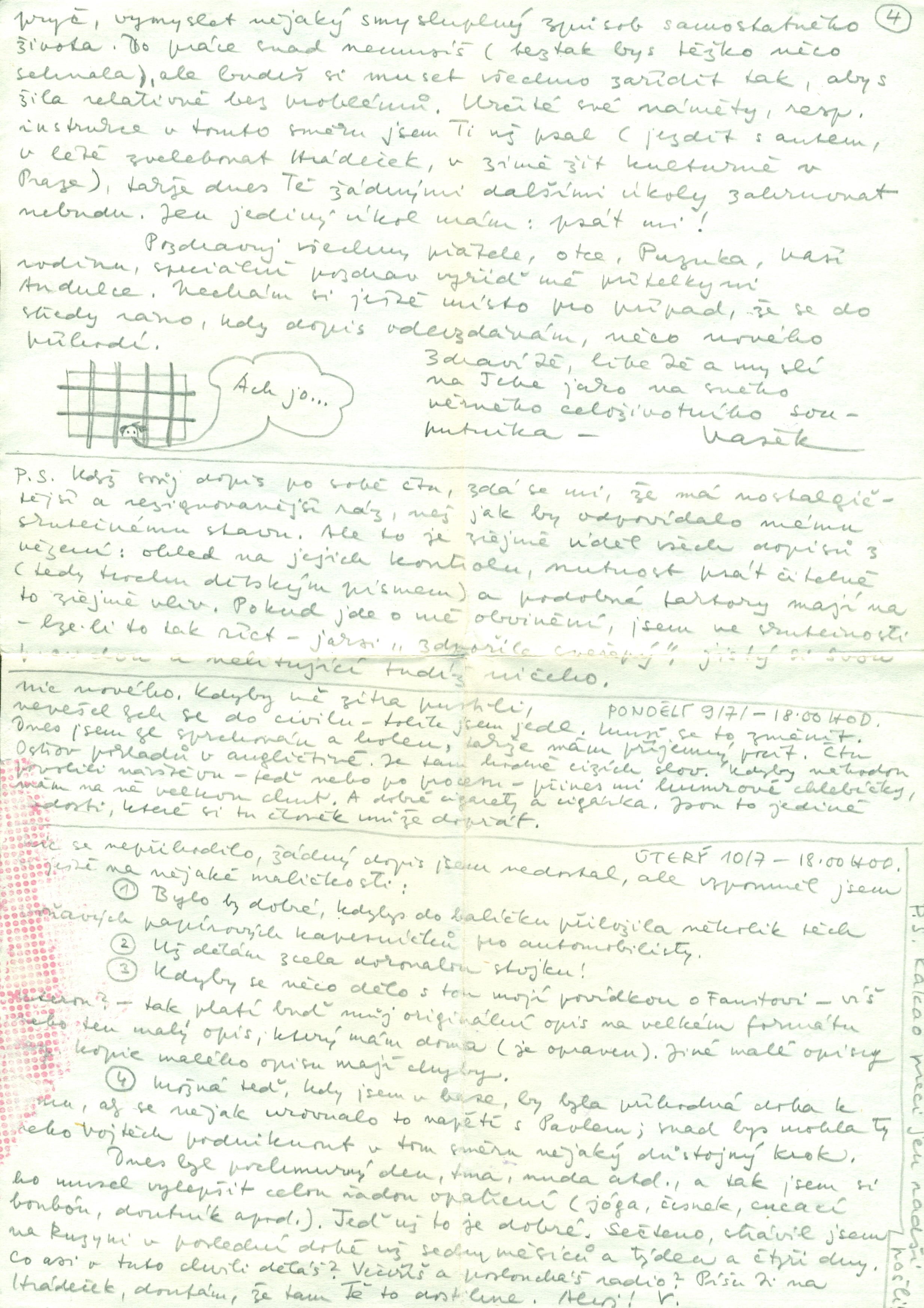 Václav Havelʼs letter to Olga Havlová, 8 July 1979